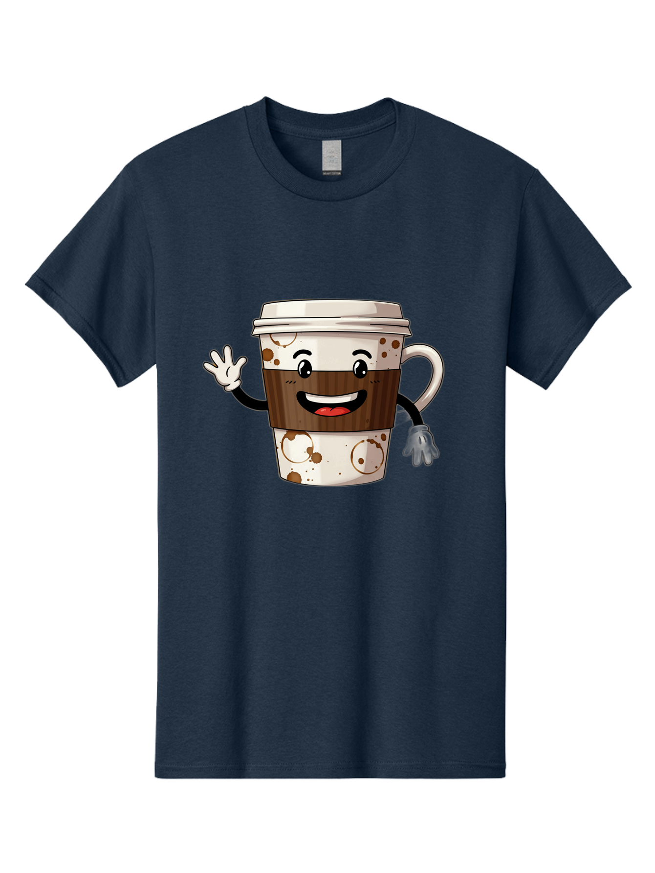 Coffee-Cup-2 Men'S Graphic Tee, 100% Cotton, Comfortable Casual Summer Wear, Machine Washable, Coffee Cup Character, Cartoon Coffee Cup, Smiling Coffee, Coffee Lover, Coffee Time, Morning Pick-Me-Up, To-Go Coffee, Cappuccino Art, Baa352