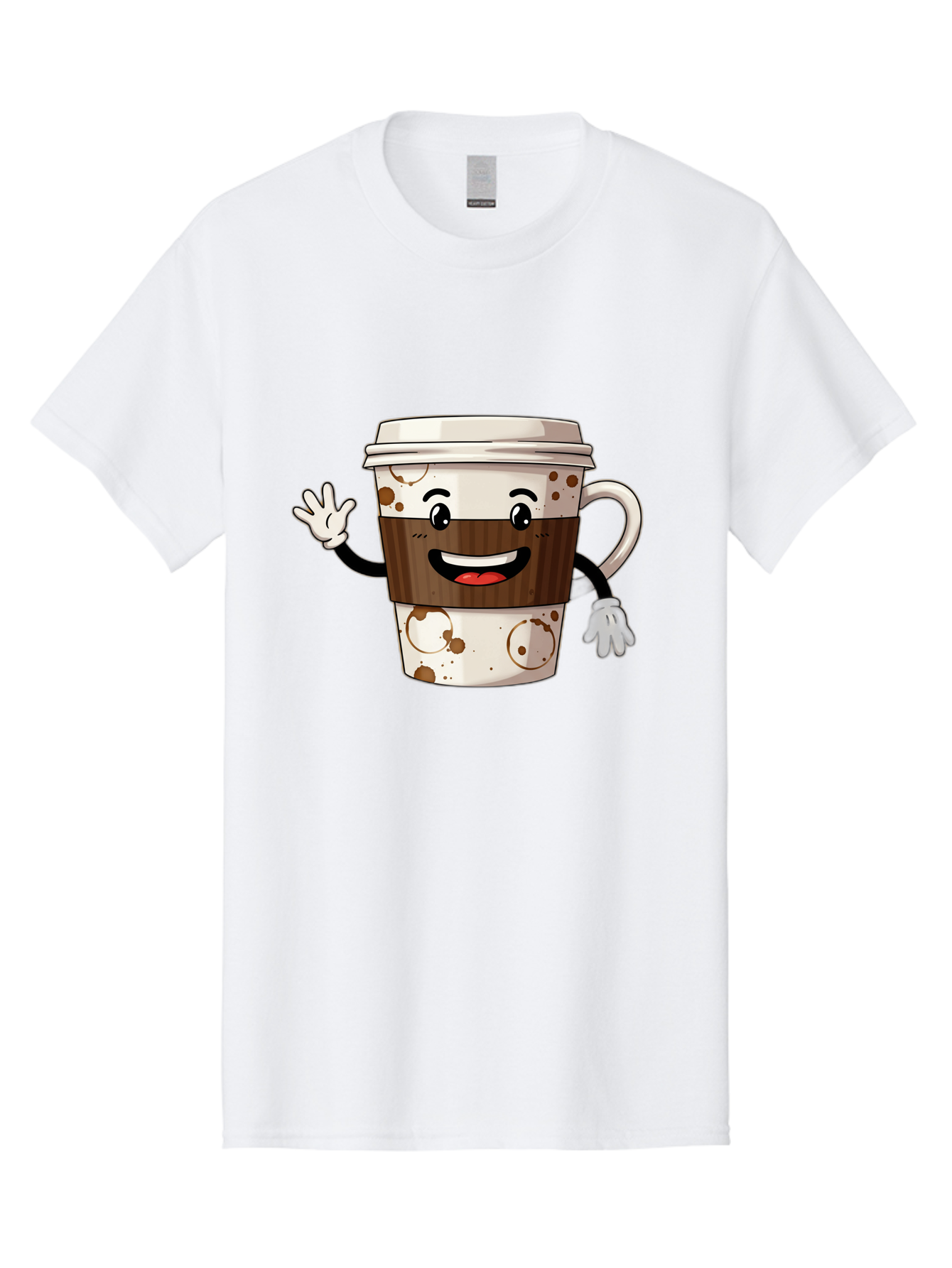 Coffee-Cup-2 Men'S Graphic Tee, 100% Cotton, Comfortable Casual Summer Wear, Machine Washable, Coffee Cup Character, Cartoon Coffee Cup, Smiling Coffee, Coffee Lover, Coffee Time, Morning Pick-Me-Up, To-Go Coffee, Cappuccino Art, Baa352