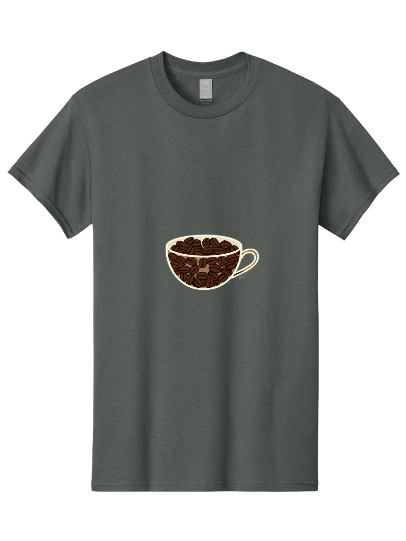Coffee-Cup-4 Men'S Graphic Tee, 100% Cotton, Comfortable Casual Summer Wear, Machine Washable, Coffee Beans In A Cup, Coffee Cup, Coffee Beans, Brown Coffee Beans, White Porcelain Cup, Simple Design, Minimalistic Art, Coffee Illustration, Baa354