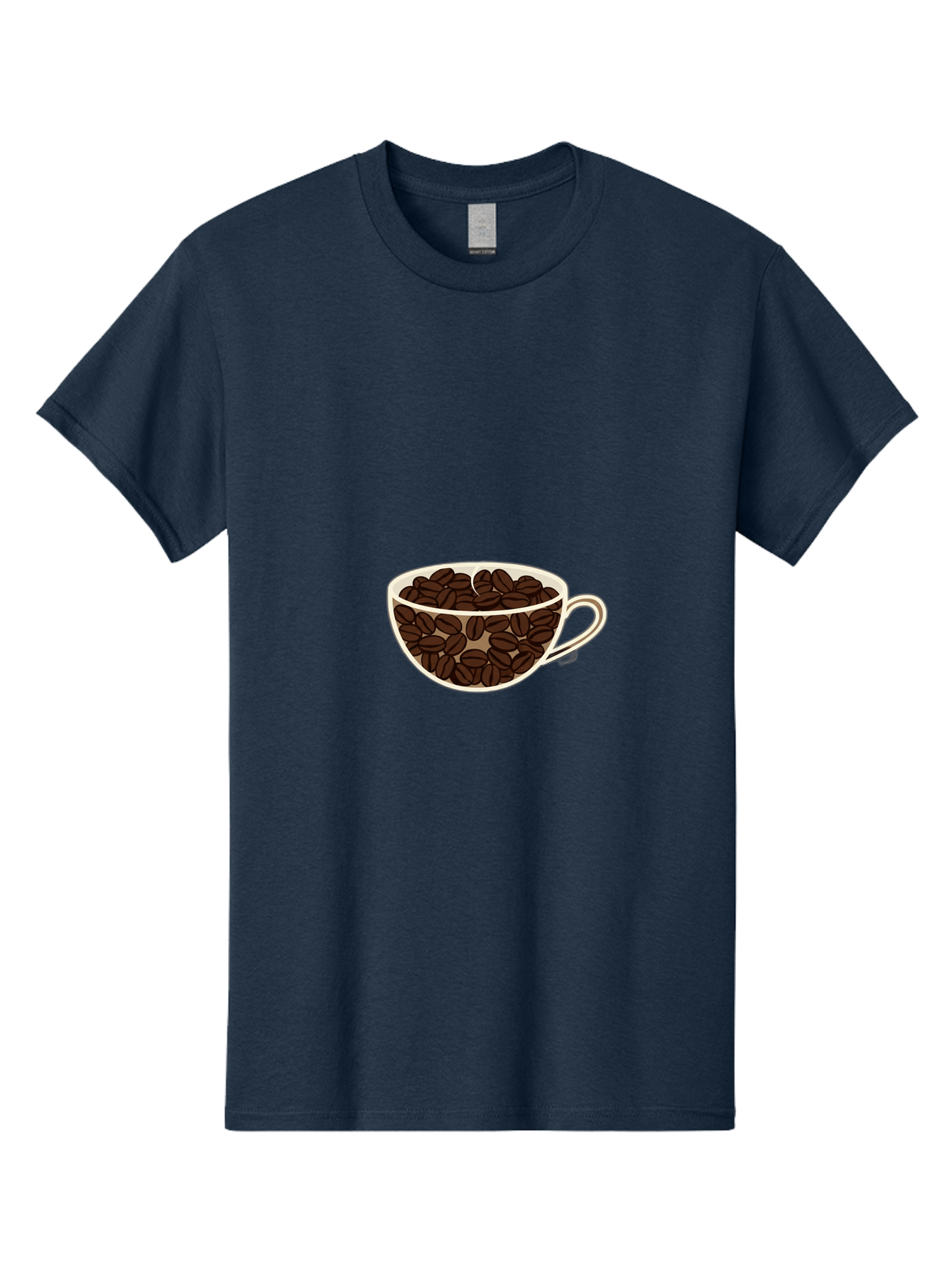 Coffee-Cup-4 Men'S Graphic Tee, 100% Cotton, Comfortable Casual Summer Wear, Machine Washable, Coffee Beans In A Cup, Coffee Cup, Coffee Beans, Brown Coffee Beans, White Porcelain Cup, Simple Design, Minimalistic Art, Coffee Illustration, Baa354