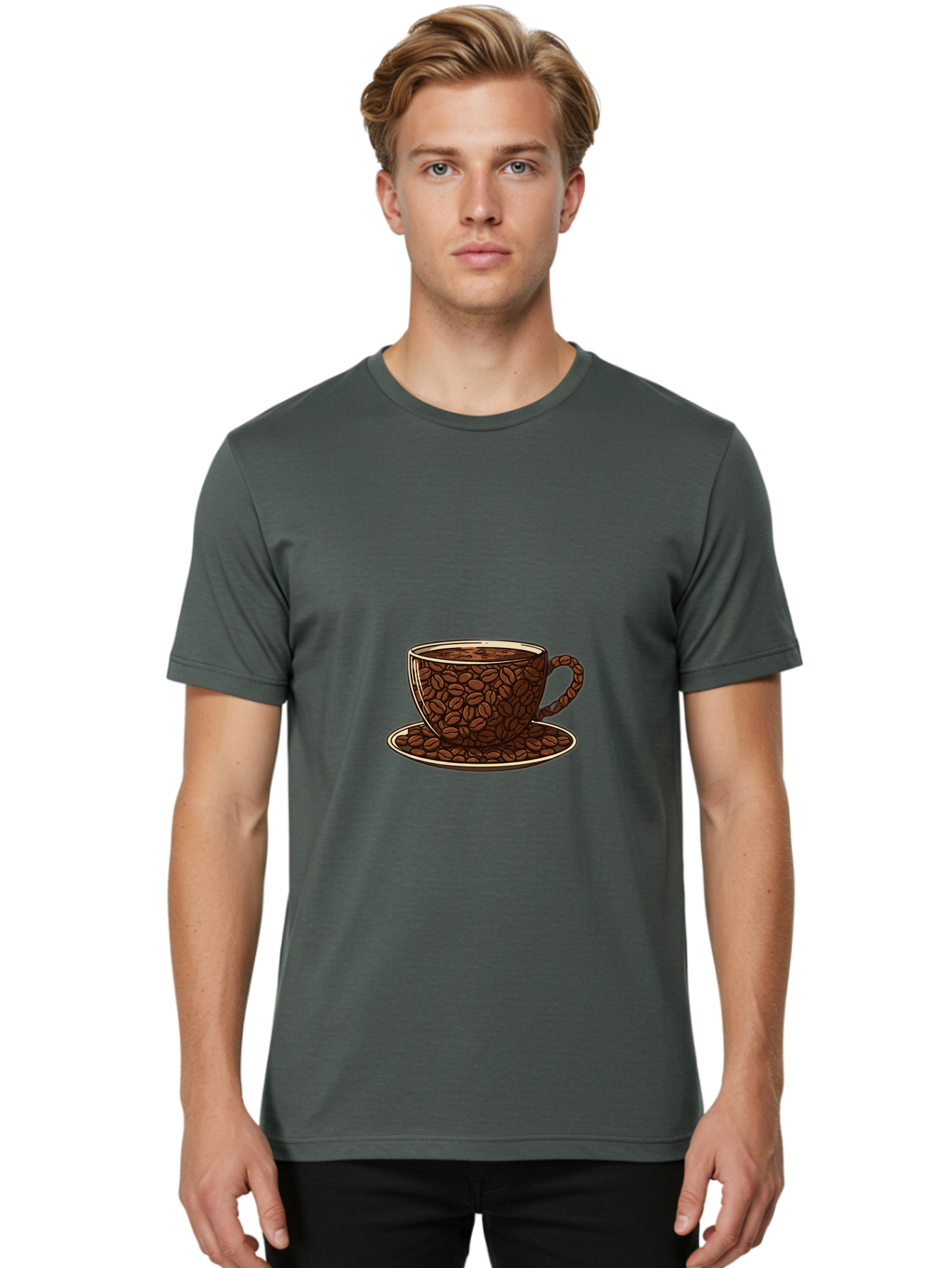 Coffee-Cup-5 Men'S Graphic Tee, 100% Cotton, Comfortable Casual Summer Wear, Machine Washable, Coffee Cup, Coffee Beans, Coffee Time, Morning Coffee, Caffeine Boost, Coffee Break, Java Lovers Baa355
