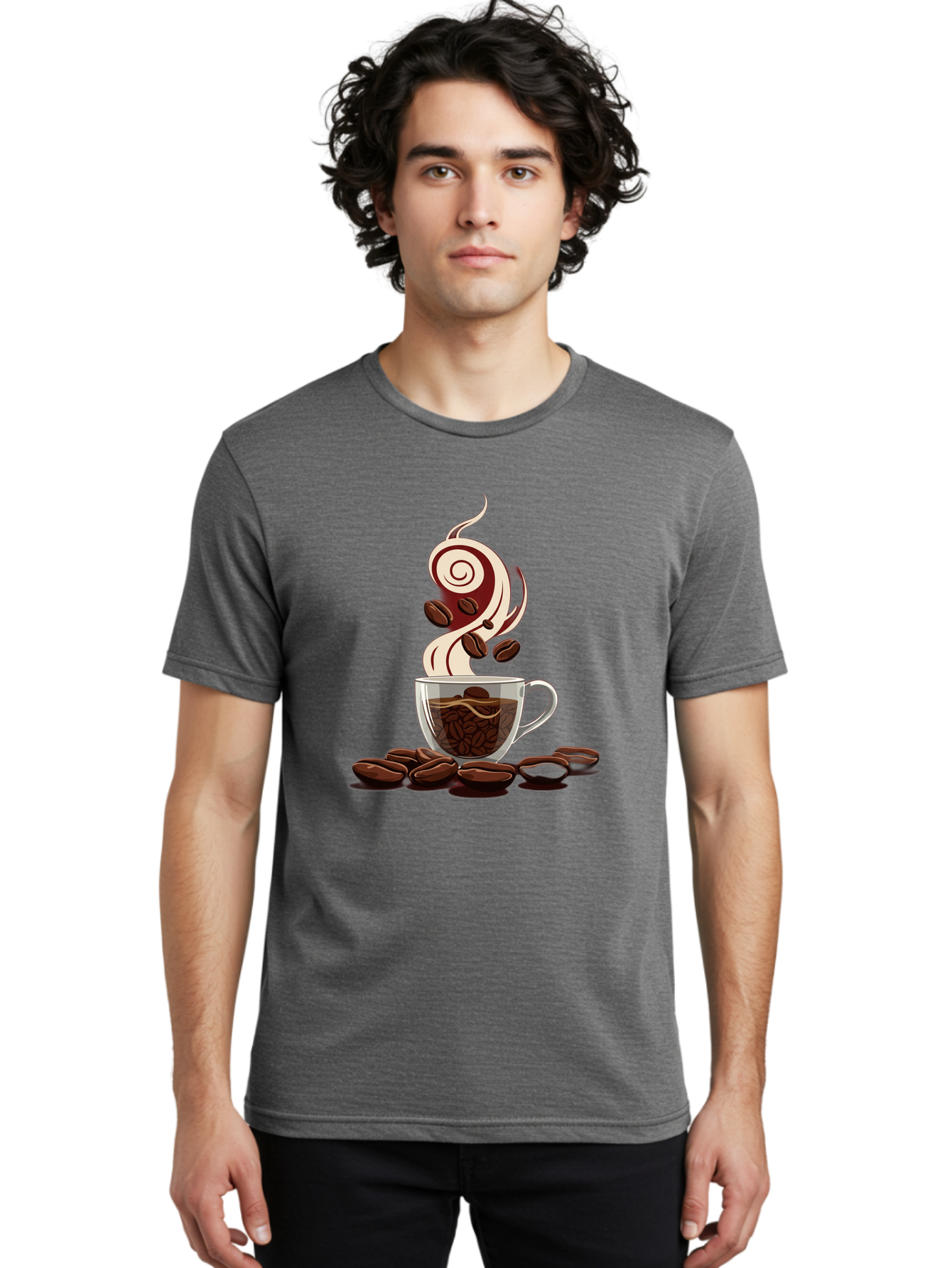 Coffee-Cup-6 Men'S Graphic Tee, 100% Cotton, Comfortable Casual Summer Wear, Machine Washable, Coffee Cup, Steaming Coffee, Coffee Beans, Morning Pick-Me-Up, Coffee Lover, Caffeine Boost, Coffee Time, Cup Of Joe, Coffee Break, Coffee Art Baa356