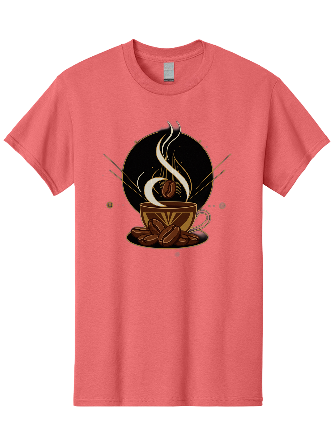 Coffee-Cup-7 Men'S Graphic Tee, 100% Cotton, Comfortable Casual Summer Wear, Machine Washable, Steaming Hot Coffee, Coffee Cup, Coffee Beans, Brown Tones, Abstract Shapes, Minimalist Design, Coffee Lover, Morning Pick-Me-Up, Caffeine Fix, Baa357