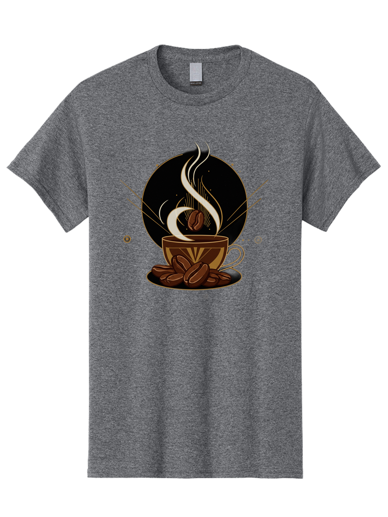 Coffee-Cup-7 Men'S Graphic Tee, 100% Cotton, Comfortable Casual Summer Wear, Machine Washable, Steaming Hot Coffee, Coffee Cup, Coffee Beans, Brown Tones, Abstract Shapes, Minimalist Design, Coffee Lover, Morning Pick-Me-Up, Caffeine Fix, Baa357