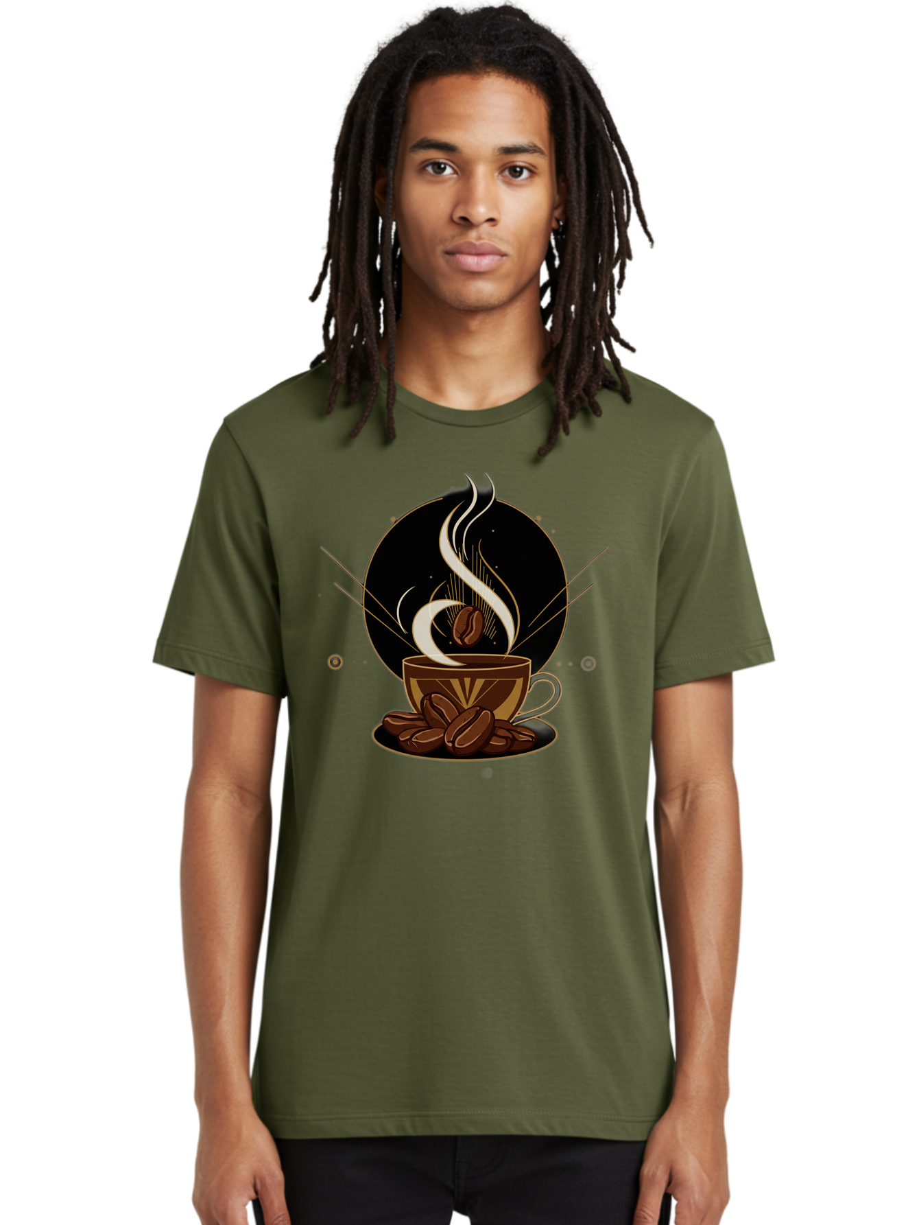Coffee-Cup-7 Men'S Graphic Tee, 100% Cotton, Comfortable Casual Summer Wear, Machine Washable, Steaming Hot Coffee, Coffee Cup, Coffee Beans, Brown Tones, Abstract Shapes, Minimalist Design, Coffee Lover, Morning Pick-Me-Up, Caffeine Fix, Baa357