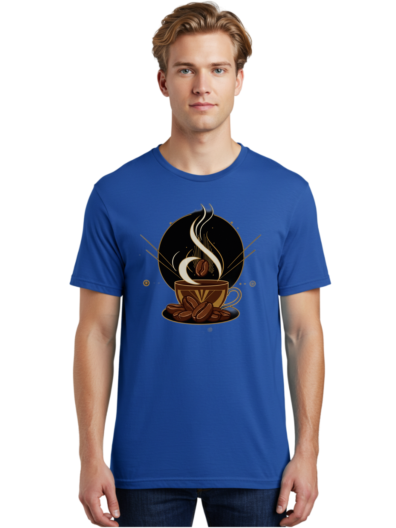 Coffee-Cup-7 Men'S Graphic Tee, 100% Cotton, Comfortable Casual Summer Wear, Machine Washable, Steaming Hot Coffee, Coffee Cup, Coffee Beans, Brown Tones, Abstract Shapes, Minimalist Design, Coffee Lover, Morning Pick-Me-Up, Caffeine Fix, Baa357