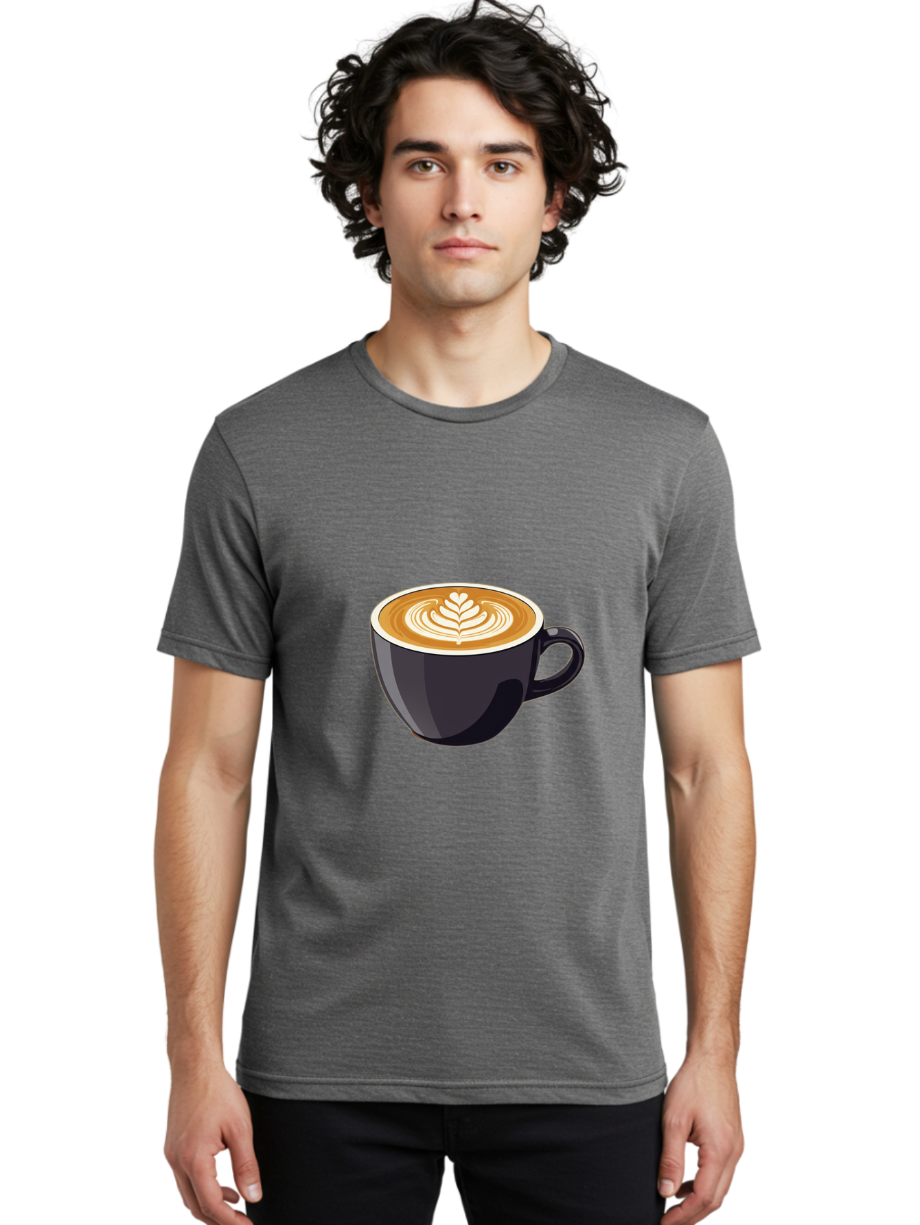 Coffee-Cup-8 Men'S Graphic Tee, 100% Cotton, Comfortable Casual Summer Wear, Machine Washable, Coffee Cup, Latte Art, Coffee Drink, Espresso, Morning Coffee, Daily Grind, Coffee Culture, Coffee Time Baa358