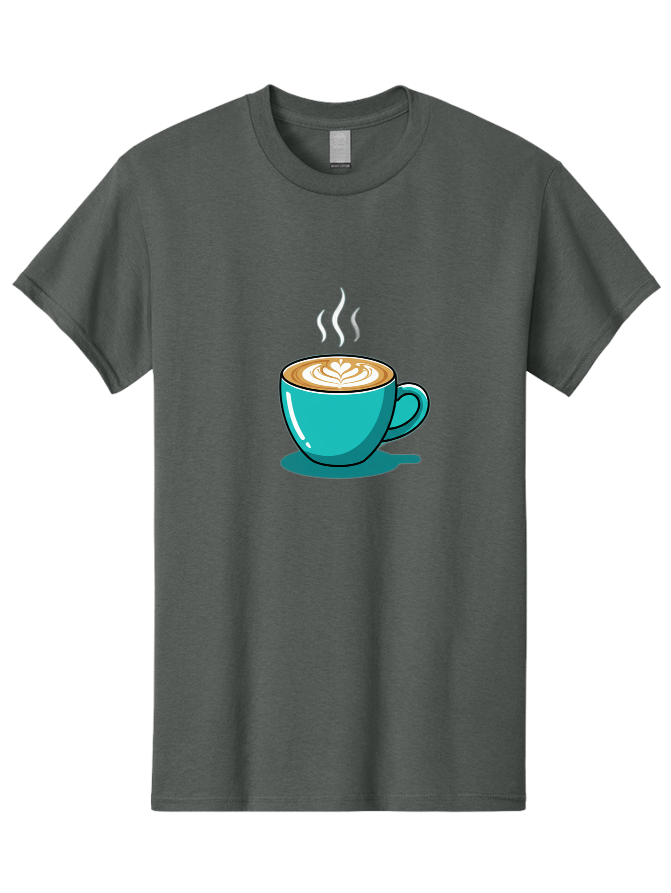 Coffee-Cup-9 Men'S Graphic Tee, 100% Cotton, Comfortable Casual Summer Wear, Machine Washable, Steaming Hot Coffee, Latte Art, Coffee Break, Morning Pick-Me-Up, Coffee Culture, Caffeine Fix, Teal Coffee Cup Baa359