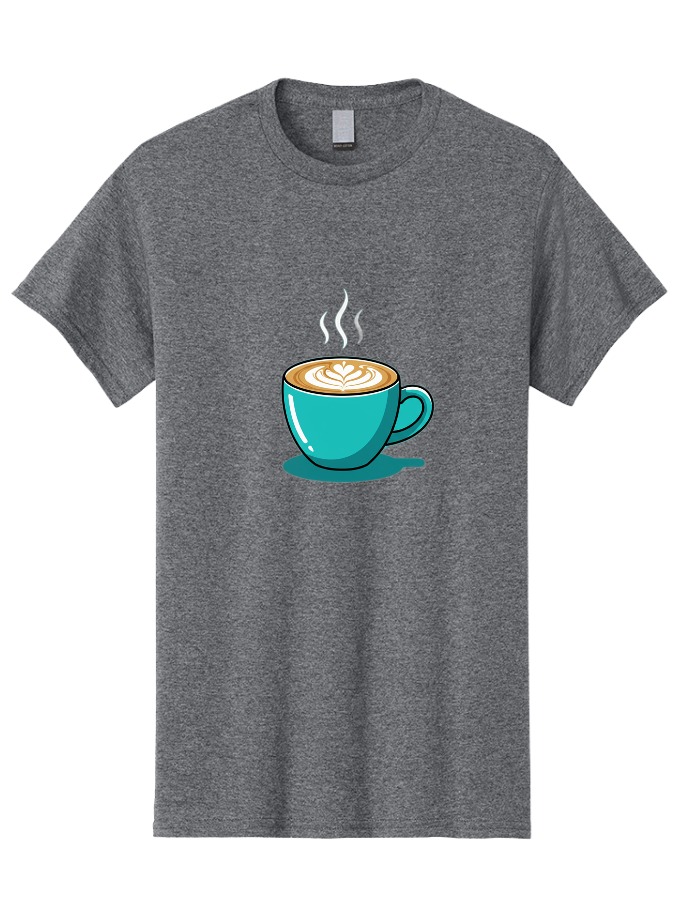 Coffee-Cup-9 Men'S Graphic Tee, 100% Cotton, Comfortable Casual Summer Wear, Machine Washable, Steaming Hot Coffee, Latte Art, Coffee Break, Morning Pick-Me-Up, Coffee Culture, Caffeine Fix, Teal Coffee Cup Baa359