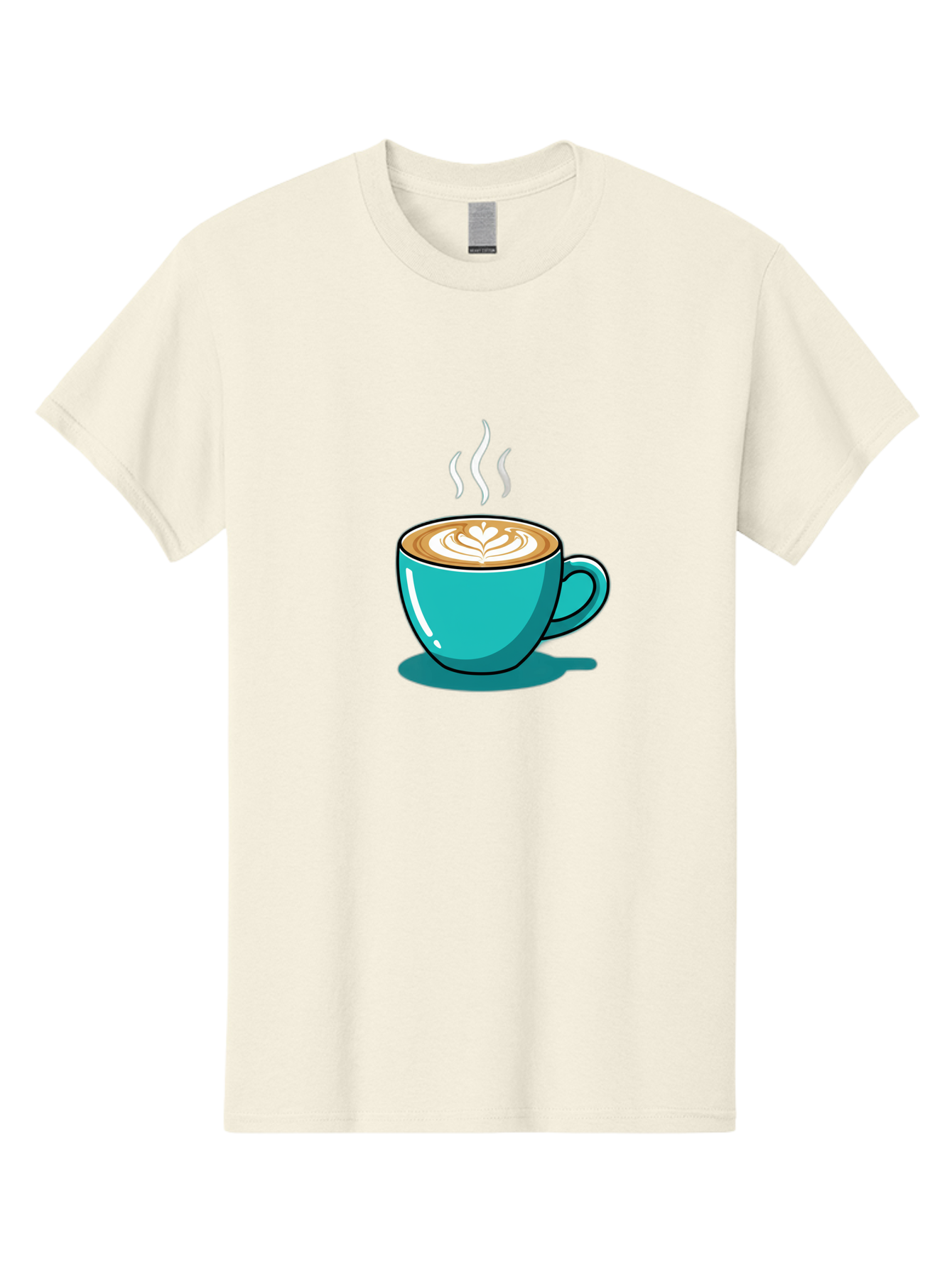 Coffee-Cup-9 Men'S Graphic Tee, 100% Cotton, Comfortable Casual Summer Wear, Machine Washable, Steaming Hot Coffee, Latte Art, Coffee Break, Morning Pick-Me-Up, Coffee Culture, Caffeine Fix, Teal Coffee Cup Baa359