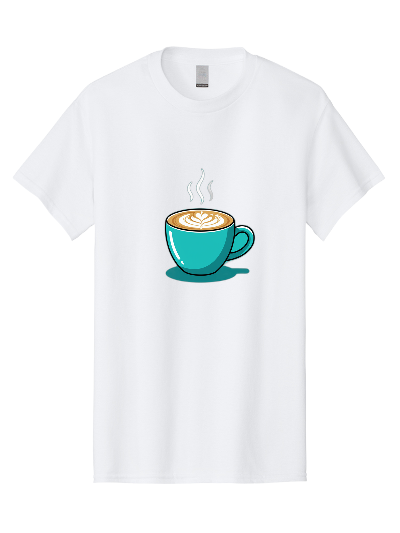 Coffee-Cup-9 Men'S Graphic Tee, 100% Cotton, Comfortable Casual Summer Wear, Machine Washable, Steaming Hot Coffee, Latte Art, Coffee Break, Morning Pick-Me-Up, Coffee Culture, Caffeine Fix, Teal Coffee Cup Baa359