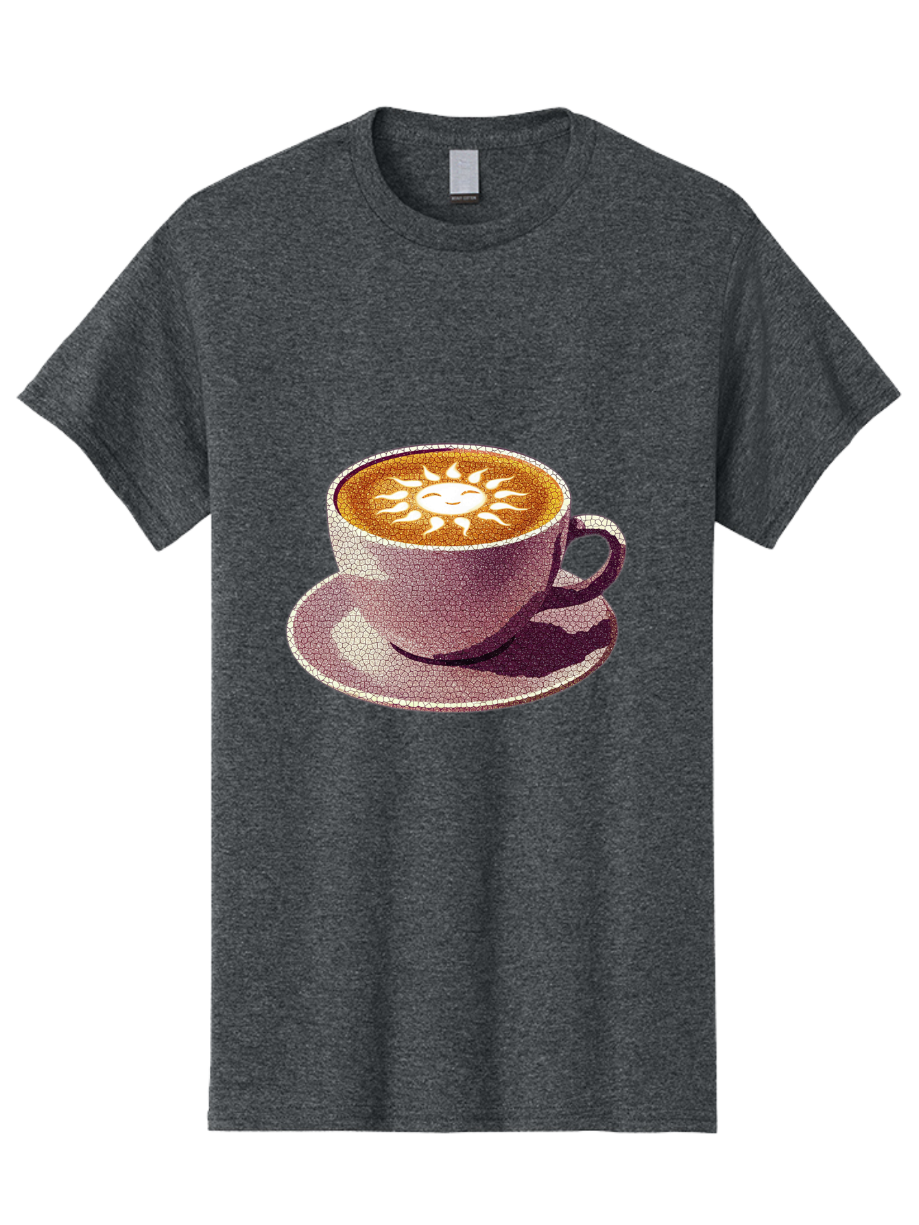Coffee-Cup-Sun Men'S Graphic Tee, 100% Cotton, Comfortable Casual Summer Wear, Machine Washable, Coffee Cup, Latte Art, Sun Design, Heart Shape, Morning Coffee, Coffee Break, Espresso, Cafe Culture, Warm Beverage, Daily Grind Baa364