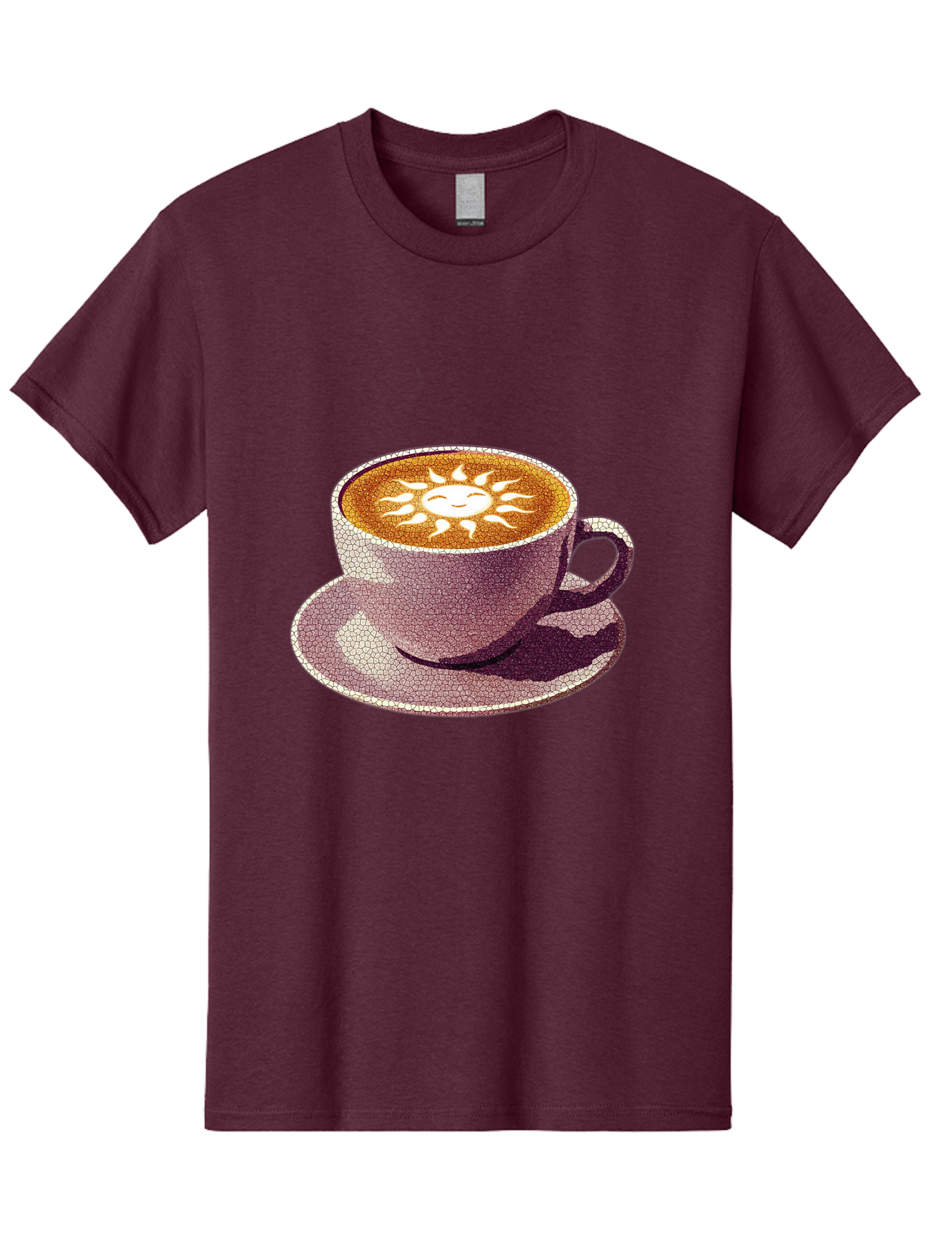Coffee-Cup-Sun Men'S Graphic Tee, 100% Cotton, Comfortable Casual Summer Wear, Machine Washable, Coffee Cup, Latte Art, Sun Design, Heart Shape, Morning Coffee, Coffee Break, Espresso, Cafe Culture, Warm Beverage, Daily Grind Baa364