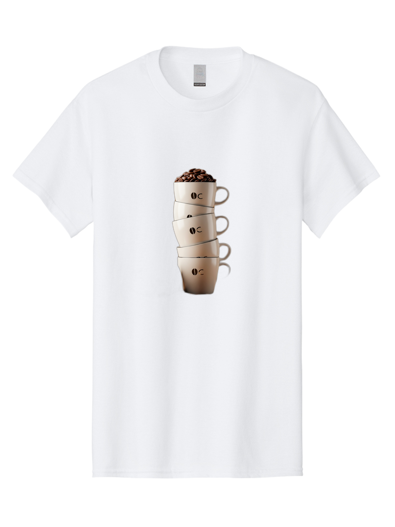Coffee-Cups-3 Men'S Graphic Tee, 100% Cotton, Comfortable Casual Summer Wear, Machine Washable, Coffee Cups, Coffee Beans, Beige Cups, Stacked Cups, Coffee Logo, Coffee Culture, Morning Coffee, Coffee Break, Coffee Time Baa369