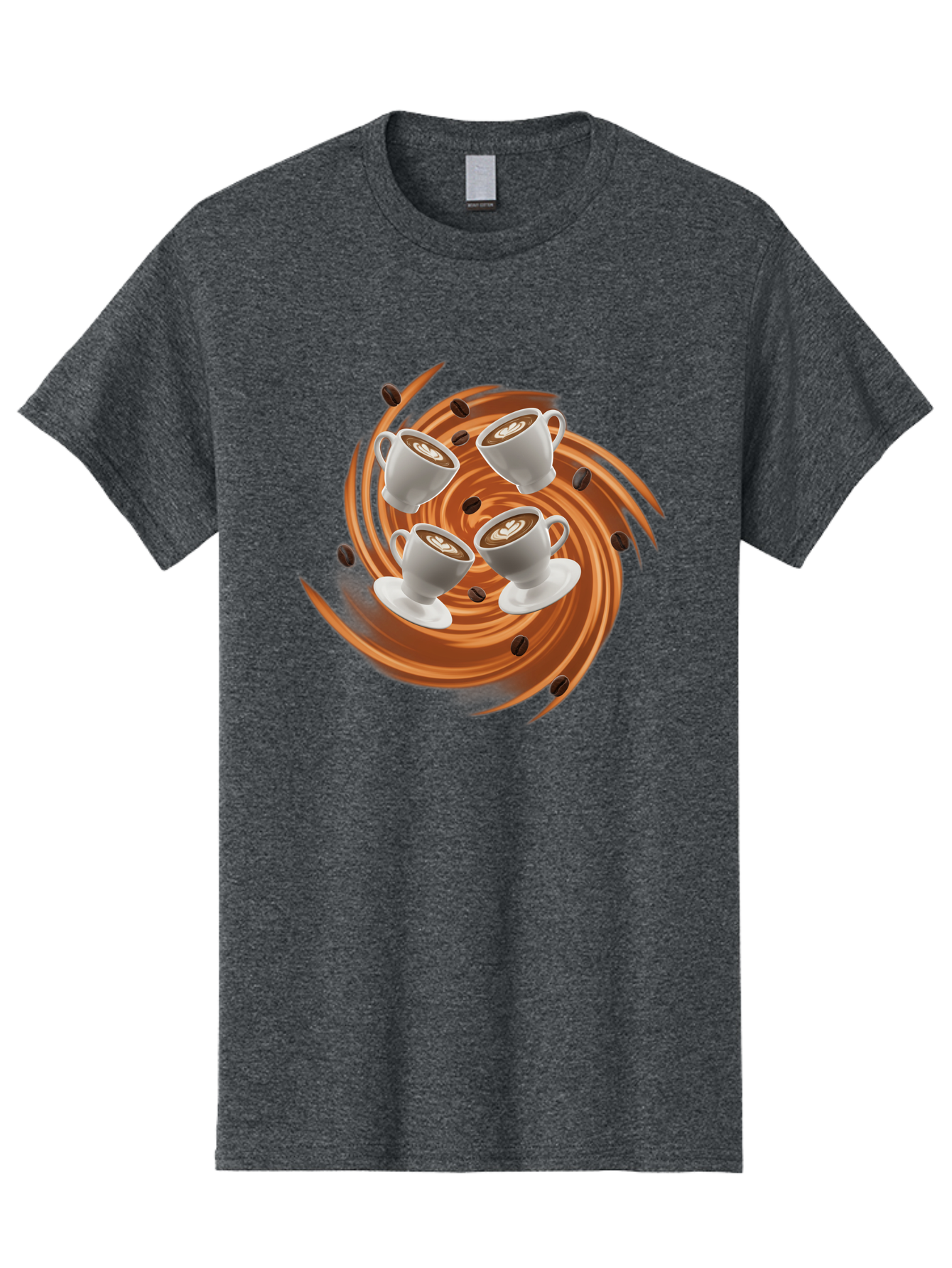 Coffee-Cups Men'S Graphic Tee, 100% Cotton, Comfortable Casual Summer Wear, Machine Washable, Coffee Cups, Espresso, Coffee Beans, Swirling Motion, Rich Coffee, Coffee Art, Latte Art, Coffee Culture Baa370