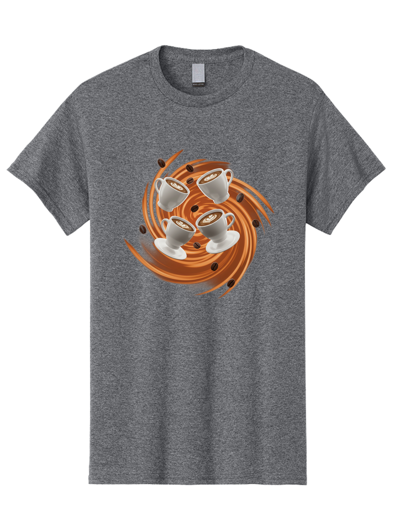 Coffee-Cups Men'S Graphic Tee, 100% Cotton, Comfortable Casual Summer Wear, Machine Washable, Coffee Cups, Espresso, Coffee Beans, Swirling Motion, Rich Coffee, Coffee Art, Latte Art, Coffee Culture Baa370