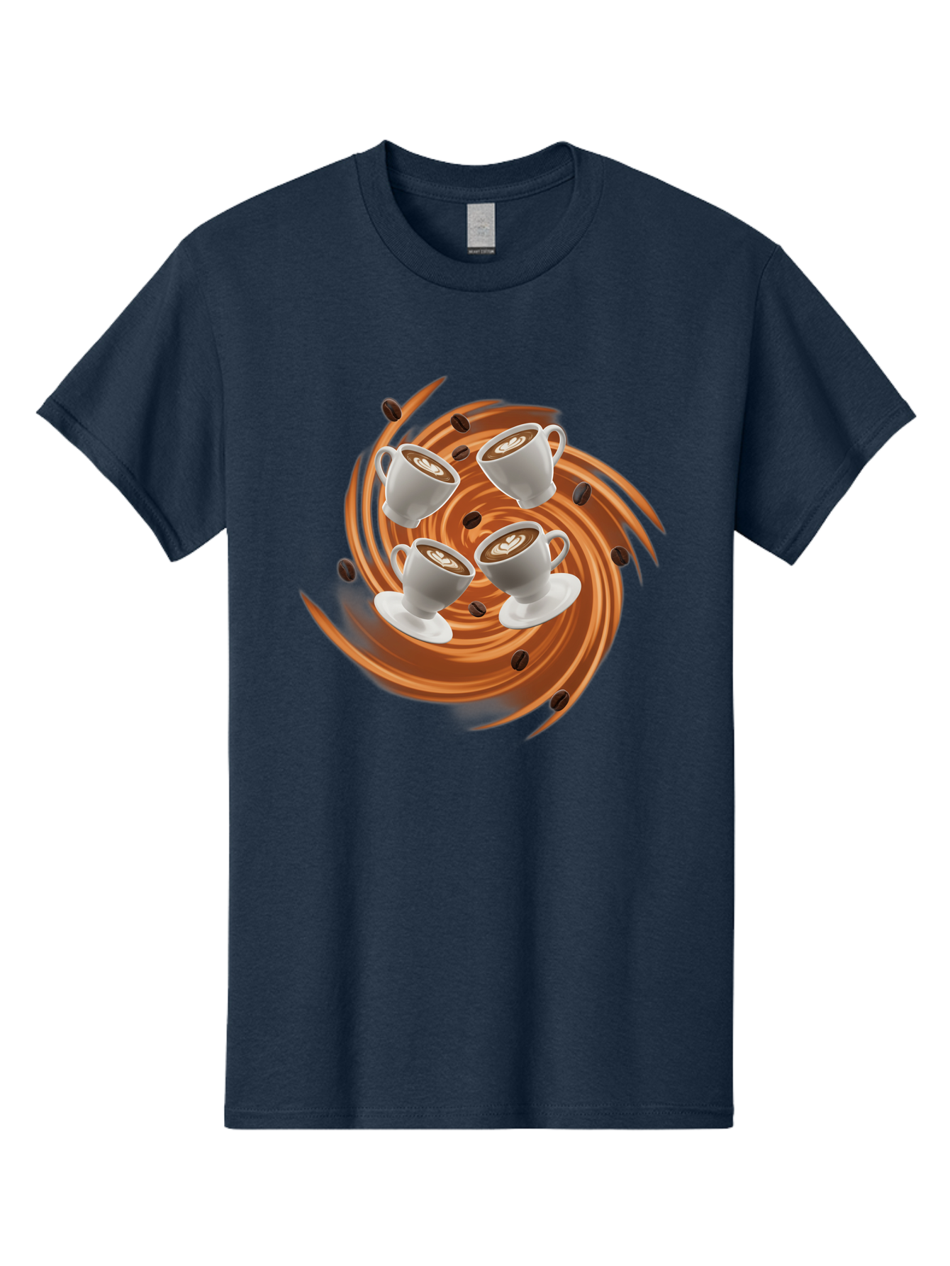 Coffee-Cups Men'S Graphic Tee, 100% Cotton, Comfortable Casual Summer Wear, Machine Washable, Coffee Cups, Espresso, Coffee Beans, Swirling Motion, Rich Coffee, Coffee Art, Latte Art, Coffee Culture Baa370
