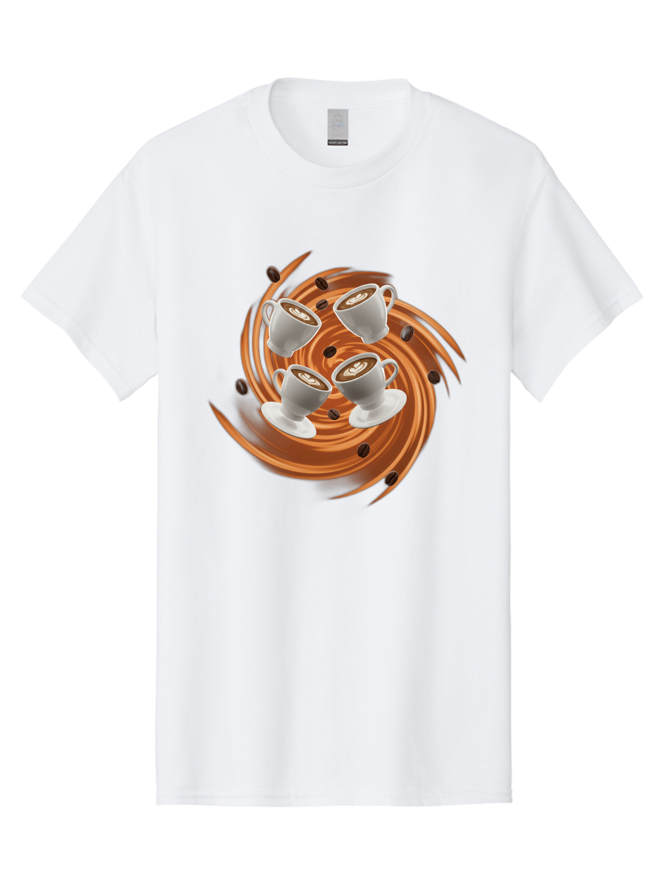 Coffee-Cups Men'S Graphic Tee, 100% Cotton, Comfortable Casual Summer Wear, Machine Washable, Coffee Cups, Espresso, Coffee Beans, Swirling Motion, Rich Coffee, Coffee Art, Latte Art, Coffee Culture Baa370