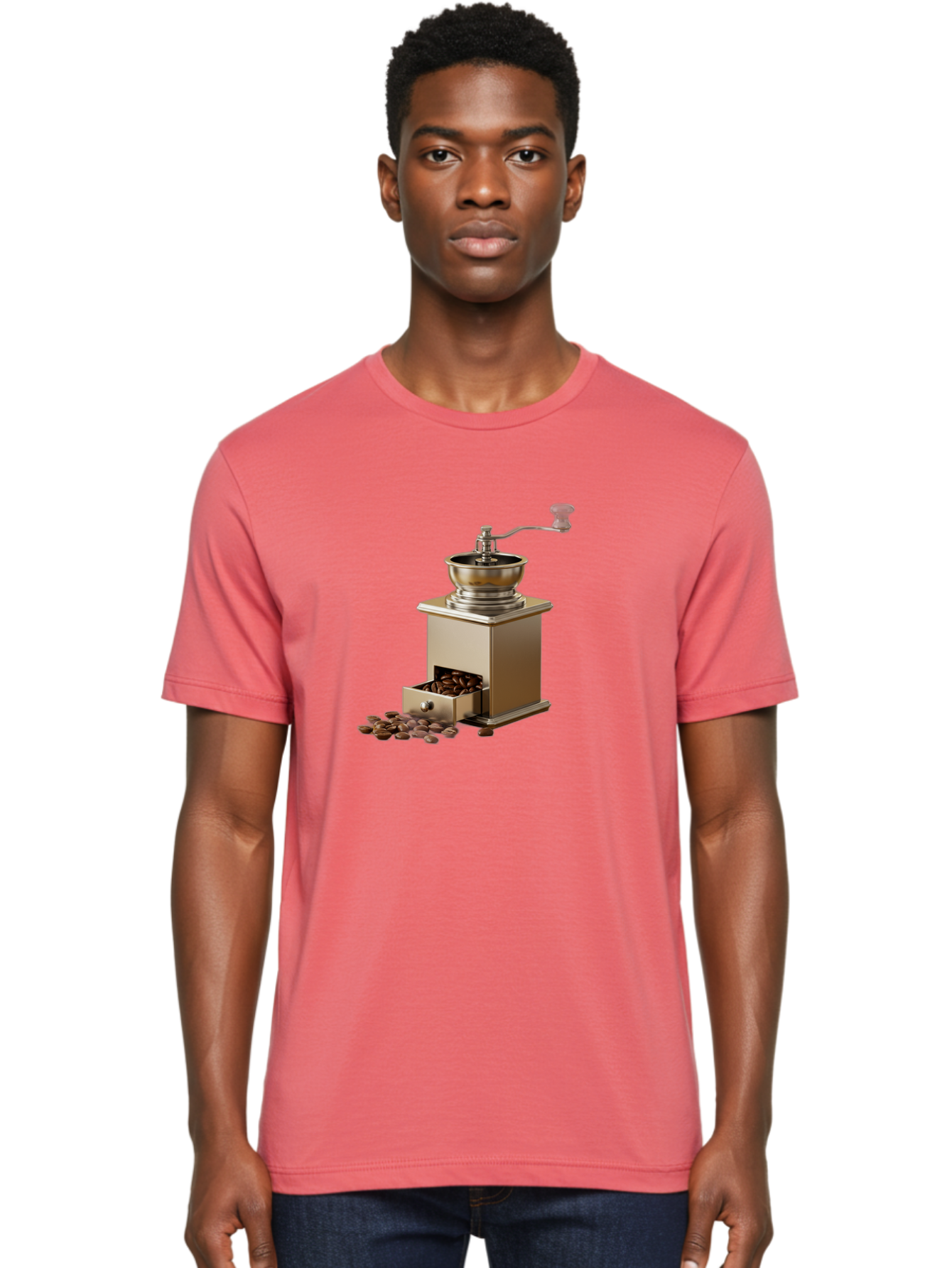 Coffee-Grinder-2 Men'S Graphic Tee, 100% Cotton, Comfortable Casual Summer Wear, Machine Washable, Coffee Grinder, Manual Grinder, Coffee Beans, Grinder With Drawer, Coffee Roasting, Manual Coffee, Coffee Grinding, Freshly Ground Coffee, Baa372
