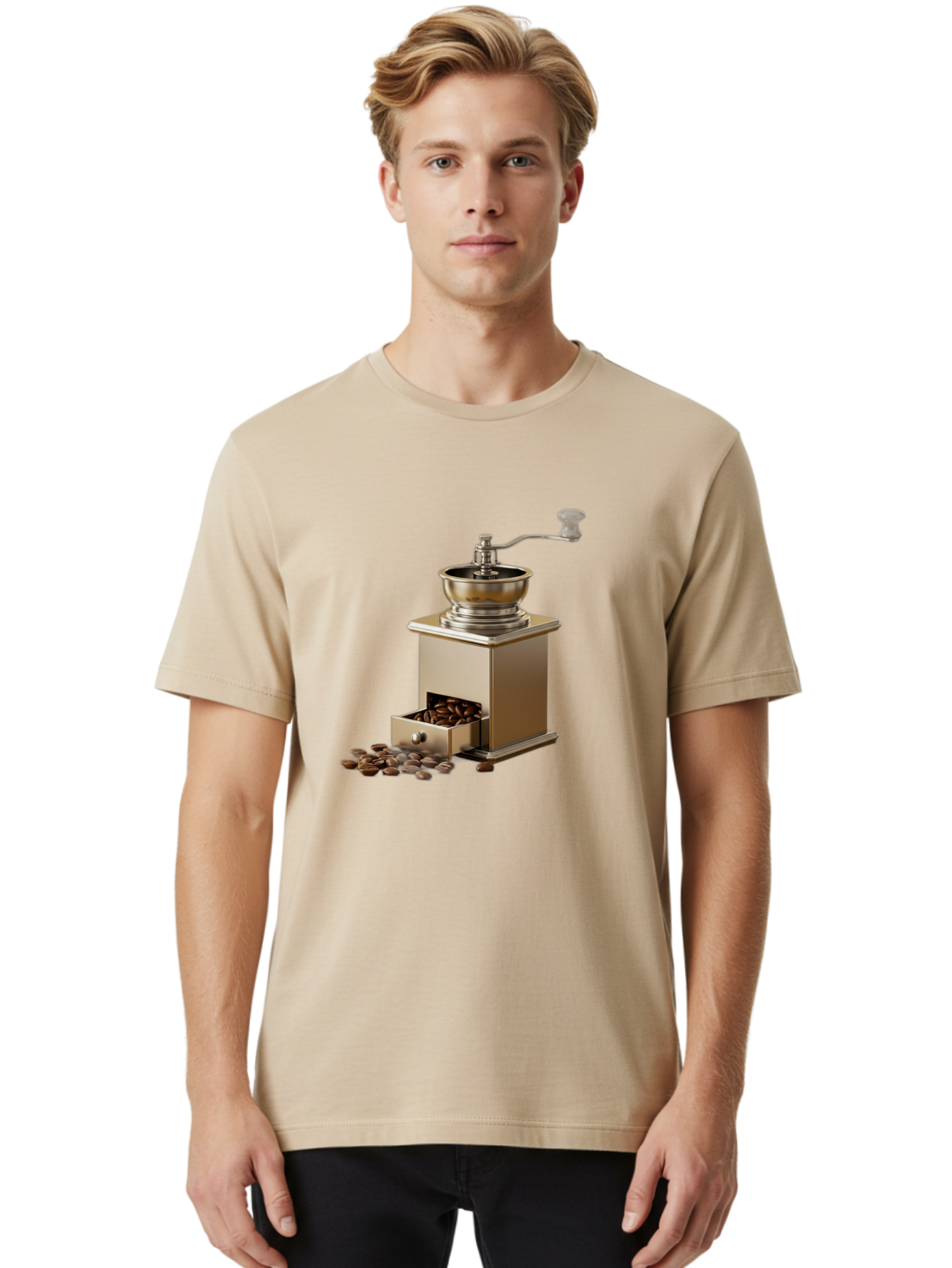 Coffee-Grinder-2 Men'S Graphic Tee, 100% Cotton, Comfortable Casual Summer Wear, Machine Washable, Coffee Grinder, Manual Grinder, Coffee Beans, Grinder With Drawer, Coffee Roasting, Manual Coffee, Coffee Grinding, Freshly Ground Coffee, Baa372