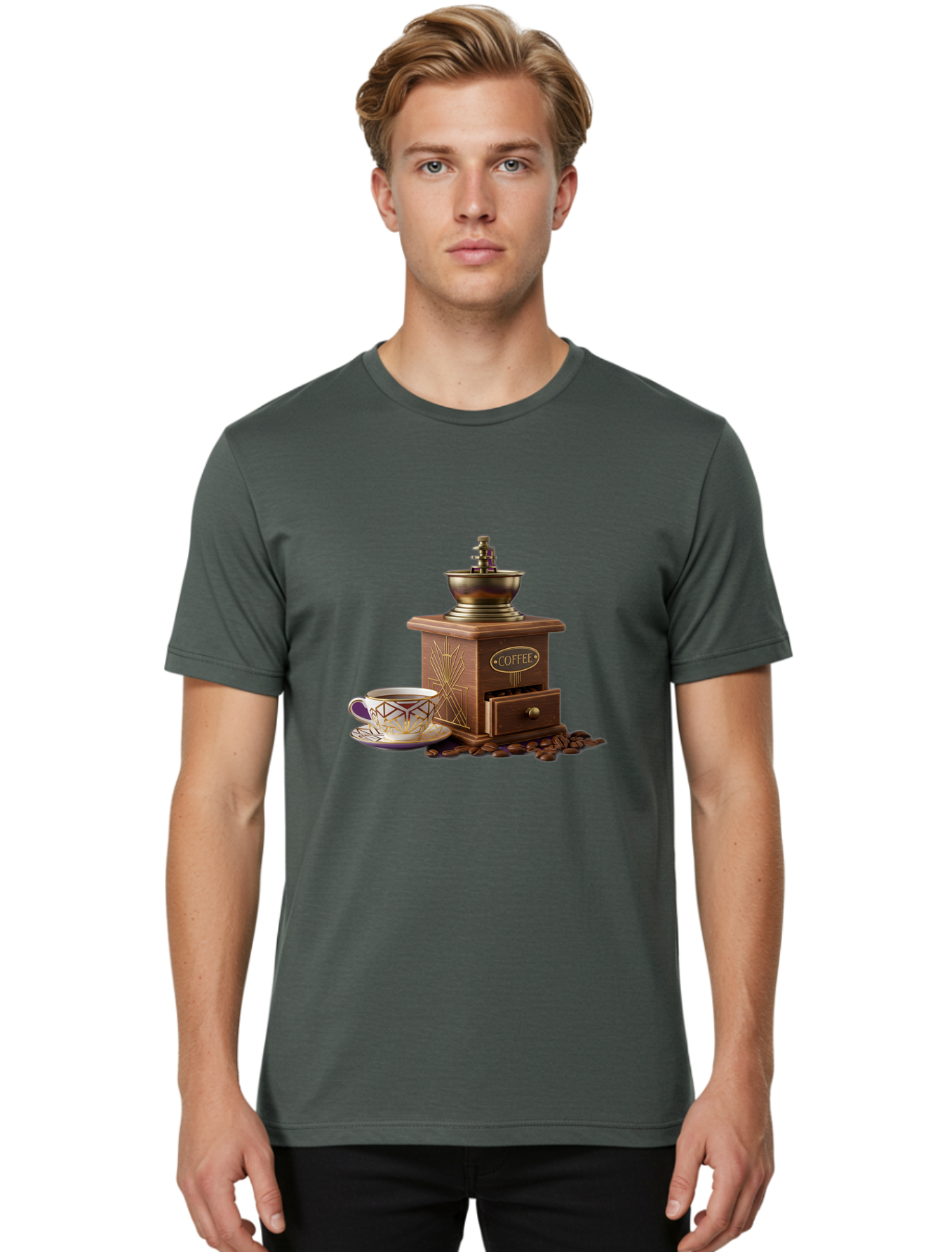 Coffee-Grinder Men'S Graphic Tee, 100% Cotton, Comfortable Casual Summer Wear, Machine Washable, Coffee Grinder, Coffee Beans, Coffee Cup, Morning Coffee, Coffee Time, Coffee Ritual, Coffee Culture, Coffee Lover, Coffee Break Baa374