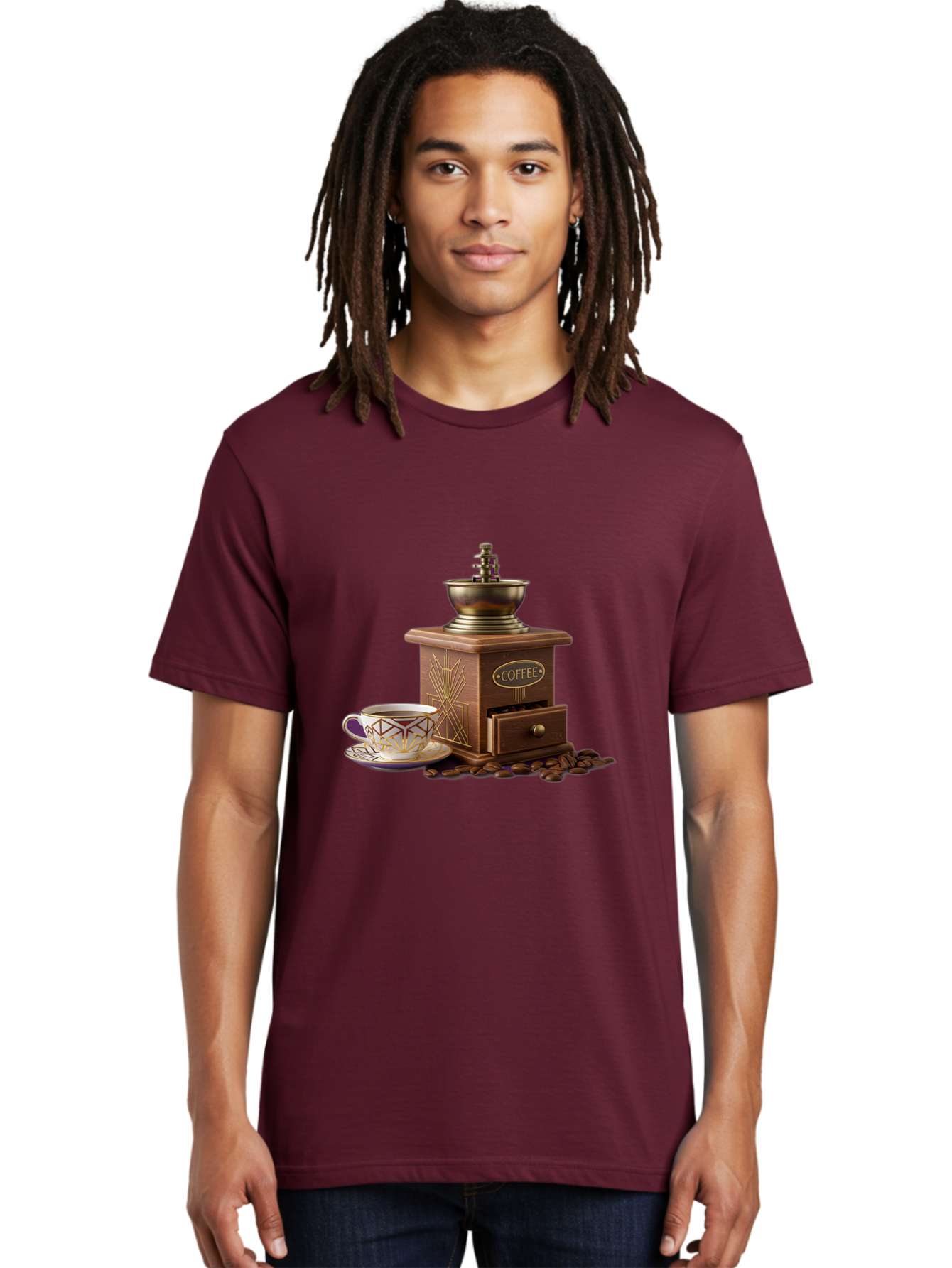 Coffee-Grinder Men'S Graphic Tee, 100% Cotton, Comfortable Casual Summer Wear, Machine Washable, Coffee Grinder, Coffee Beans, Coffee Cup, Morning Coffee, Coffee Time, Coffee Ritual, Coffee Culture, Coffee Lover, Coffee Break Baa374