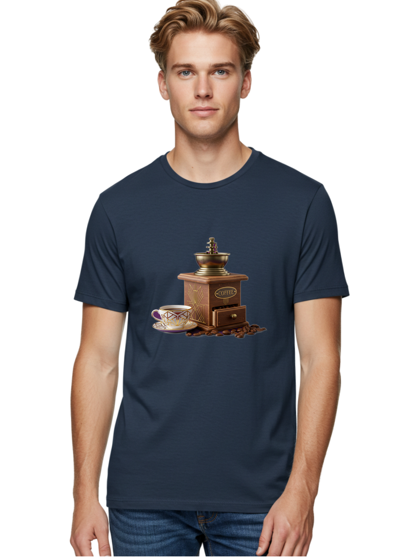 Coffee-Grinder Men'S Graphic Tee, 100% Cotton, Comfortable Casual Summer Wear, Machine Washable, Coffee Grinder, Coffee Beans, Coffee Cup, Morning Coffee, Coffee Time, Coffee Ritual, Coffee Culture, Coffee Lover, Coffee Break Baa374