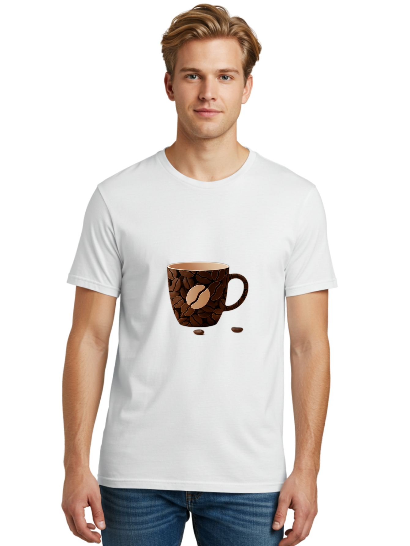 Coffee-Mug-1 Men'S Graphic Tee, 100% Cotton, Comfortable Casual Summer Wear, Machine Washable, Coffee Mug, Coffee Beans, Coffee Lover, Morning Coffee, Caffeine, Brew, Coffee Break, Coffee Cup, Bean Design Baa375