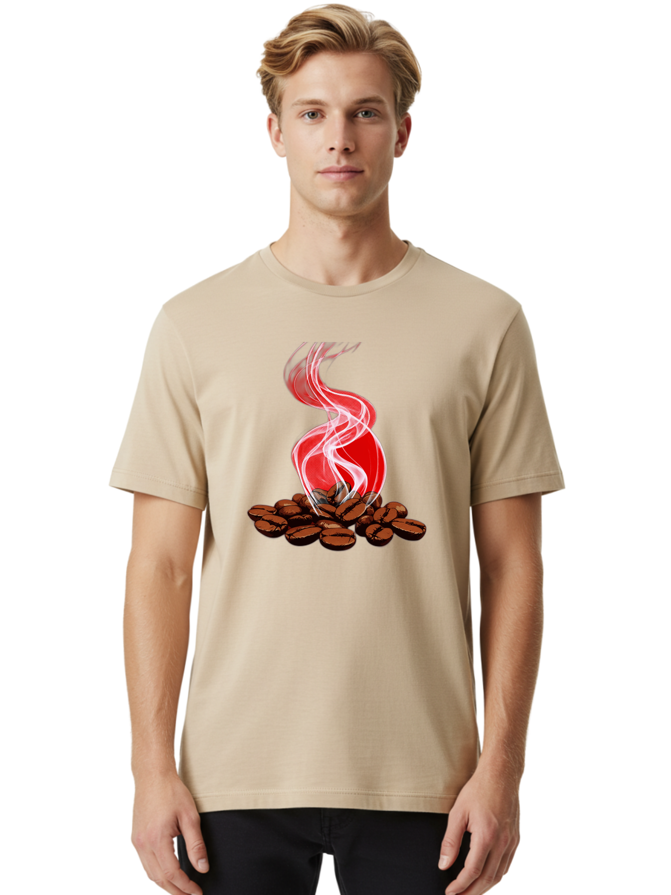Coffee Men'S Graphic Tee, 100% Cotton, Comfortable Casual Summer Wear, Machine Washable, Coffee Beans, Roasted Coffee, Freshly Brewed Coffee, Steam Rising, Morning Coffee, Coffee Culture, Energy Boost, Morning Pick-Me-Up Baa381