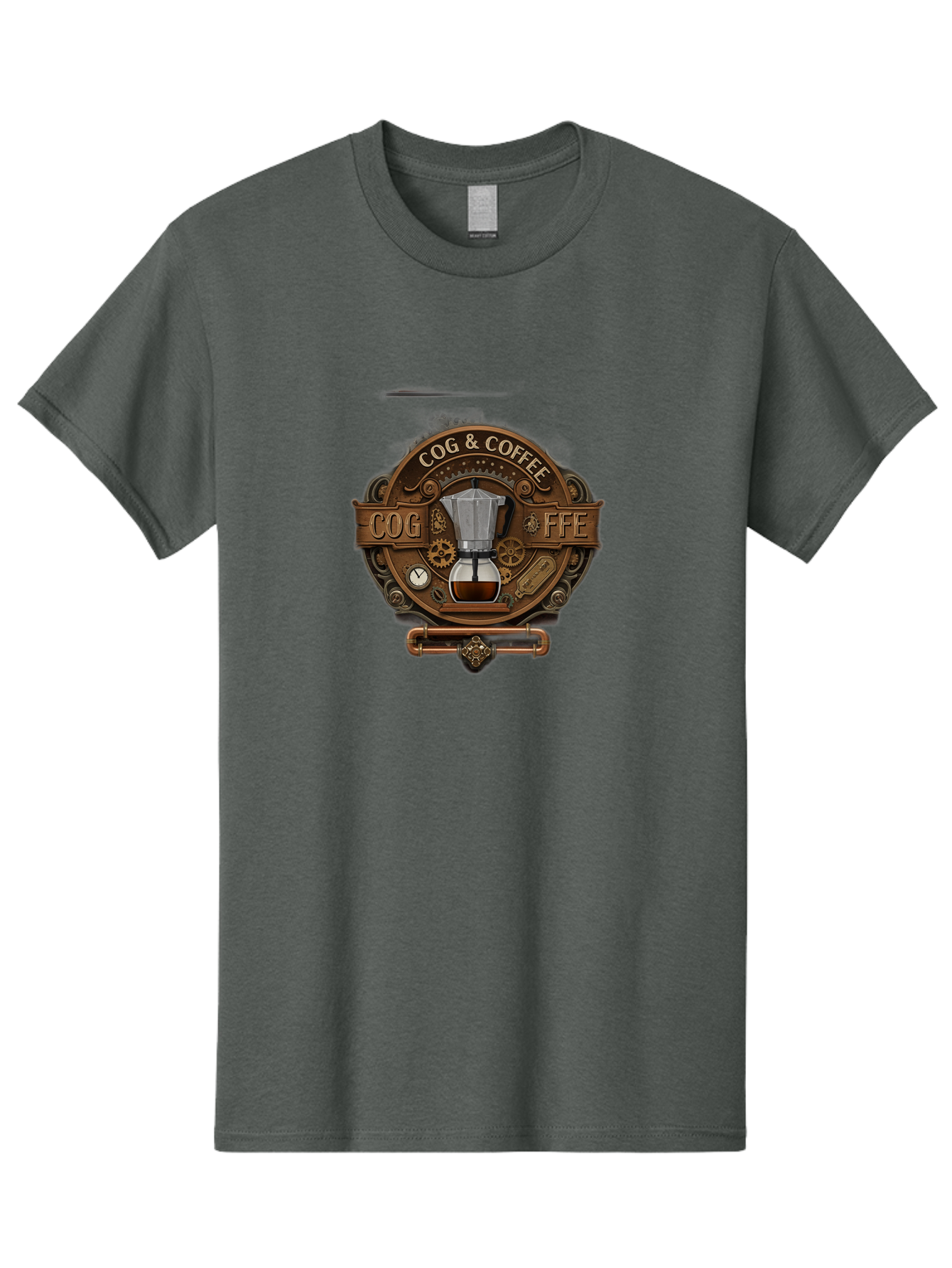 Cog-Coffee Men'S Graphic Tee, 100% Cotton, Comfortable Casual Summer Wear, Machine Washable, Steampunk Coffee Maker, Coffee Culture, Industrial Chic, Gears And Cogs, Vintage Coffee, Coffee Art, Metalwork, Steampunk Design, Cog & Coffee Logo Baa383
