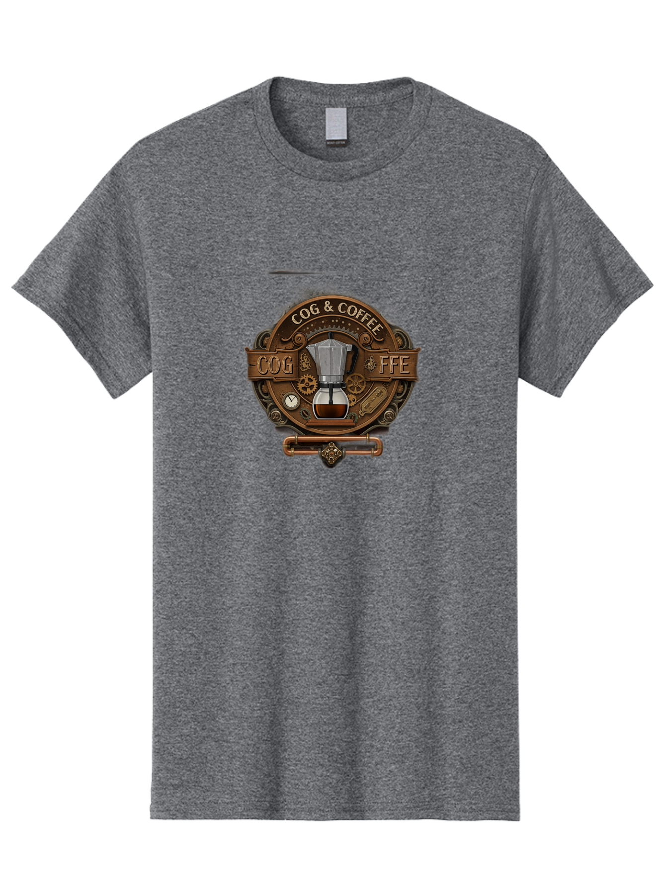 Cog-Coffee Men'S Graphic Tee, 100% Cotton, Comfortable Casual Summer Wear, Machine Washable, Steampunk Coffee Maker, Coffee Culture, Industrial Chic, Gears And Cogs, Vintage Coffee, Coffee Art, Metalwork, Steampunk Design, Cog & Coffee Logo Baa383