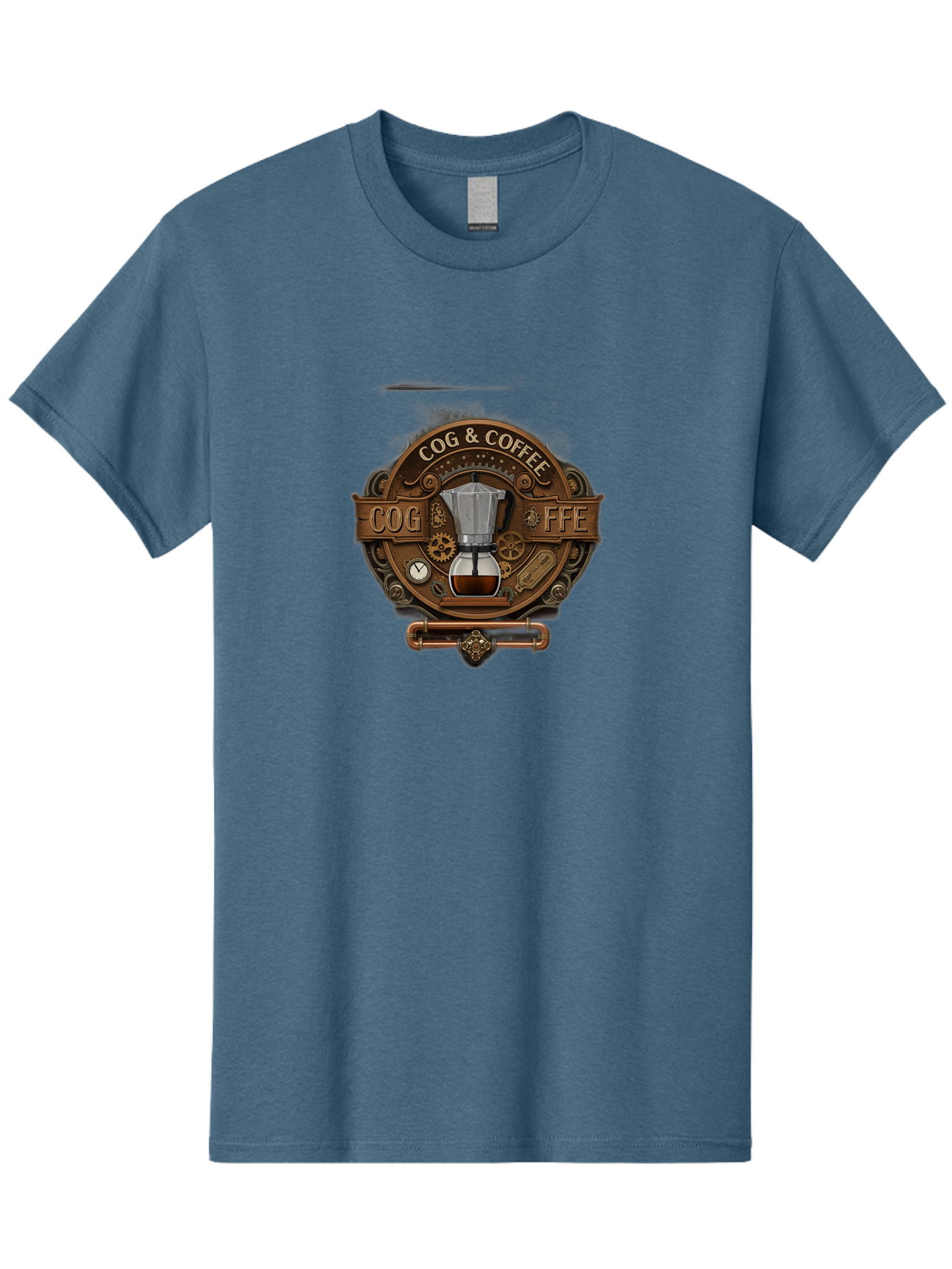 Cog-Coffee Men'S Graphic Tee, 100% Cotton, Comfortable Casual Summer Wear, Machine Washable, Steampunk Coffee Maker, Coffee Culture, Industrial Chic, Gears And Cogs, Vintage Coffee, Coffee Art, Metalwork, Steampunk Design, Cog & Coffee Logo Baa383