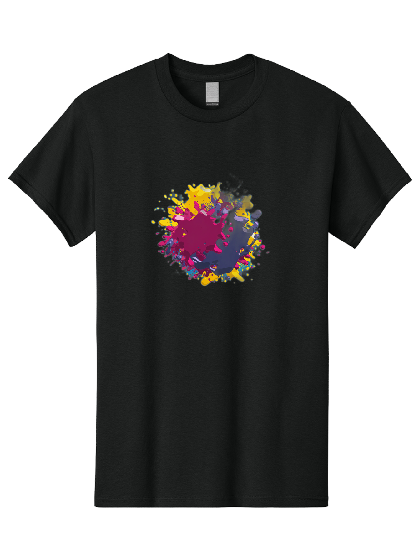 Color-Splash Men'S Graphic Tee, 100% Cotton, Comfortable Casual Summer Wear, Machine Washable, Colorful Paint Splatter, Vibrant Colors, Abstract Art, Dynamic Shapes, Creative Design, Artistic Expression, Splattered Paint, Mixed Media Art Baa384