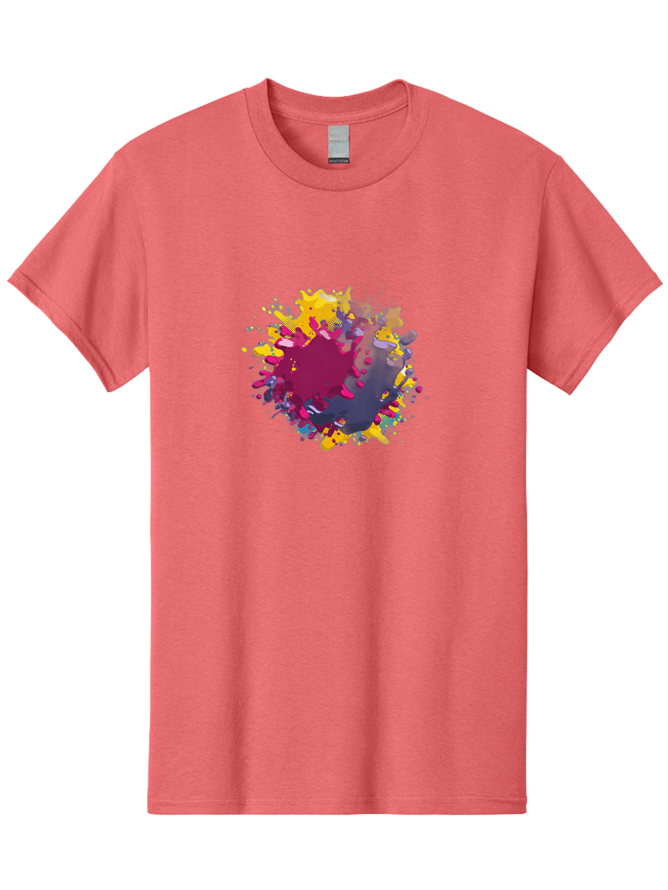Color-Splash Men'S Graphic Tee, 100% Cotton, Comfortable Casual Summer Wear, Machine Washable, Colorful Paint Splatter, Vibrant Colors, Abstract Art, Dynamic Shapes, Creative Design, Artistic Expression, Splattered Paint, Mixed Media Art Baa384