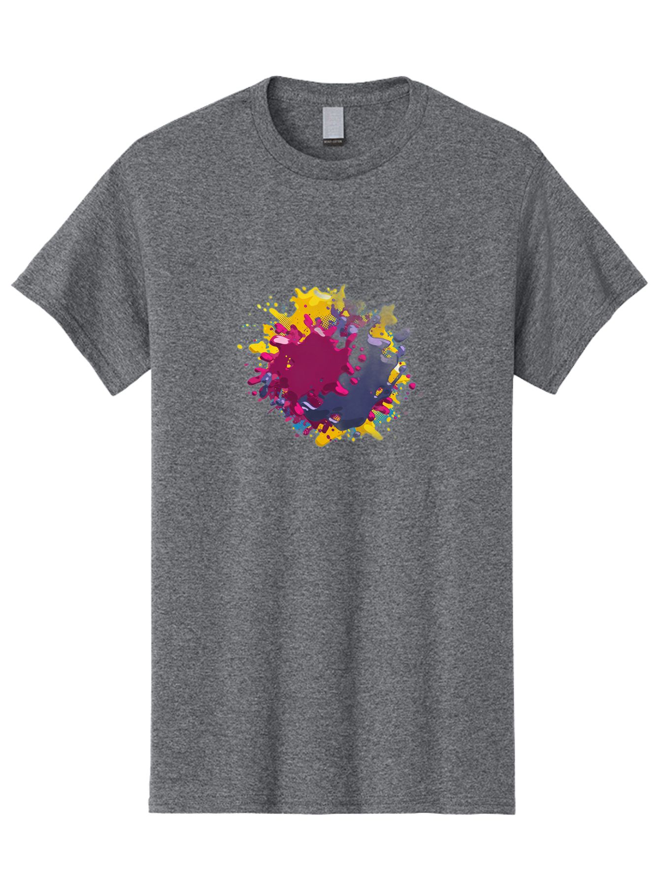 Color-Splash Men'S Graphic Tee, 100% Cotton, Comfortable Casual Summer Wear, Machine Washable, Colorful Paint Splatter, Vibrant Colors, Abstract Art, Dynamic Shapes, Creative Design, Artistic Expression, Splattered Paint, Mixed Media Art Baa384