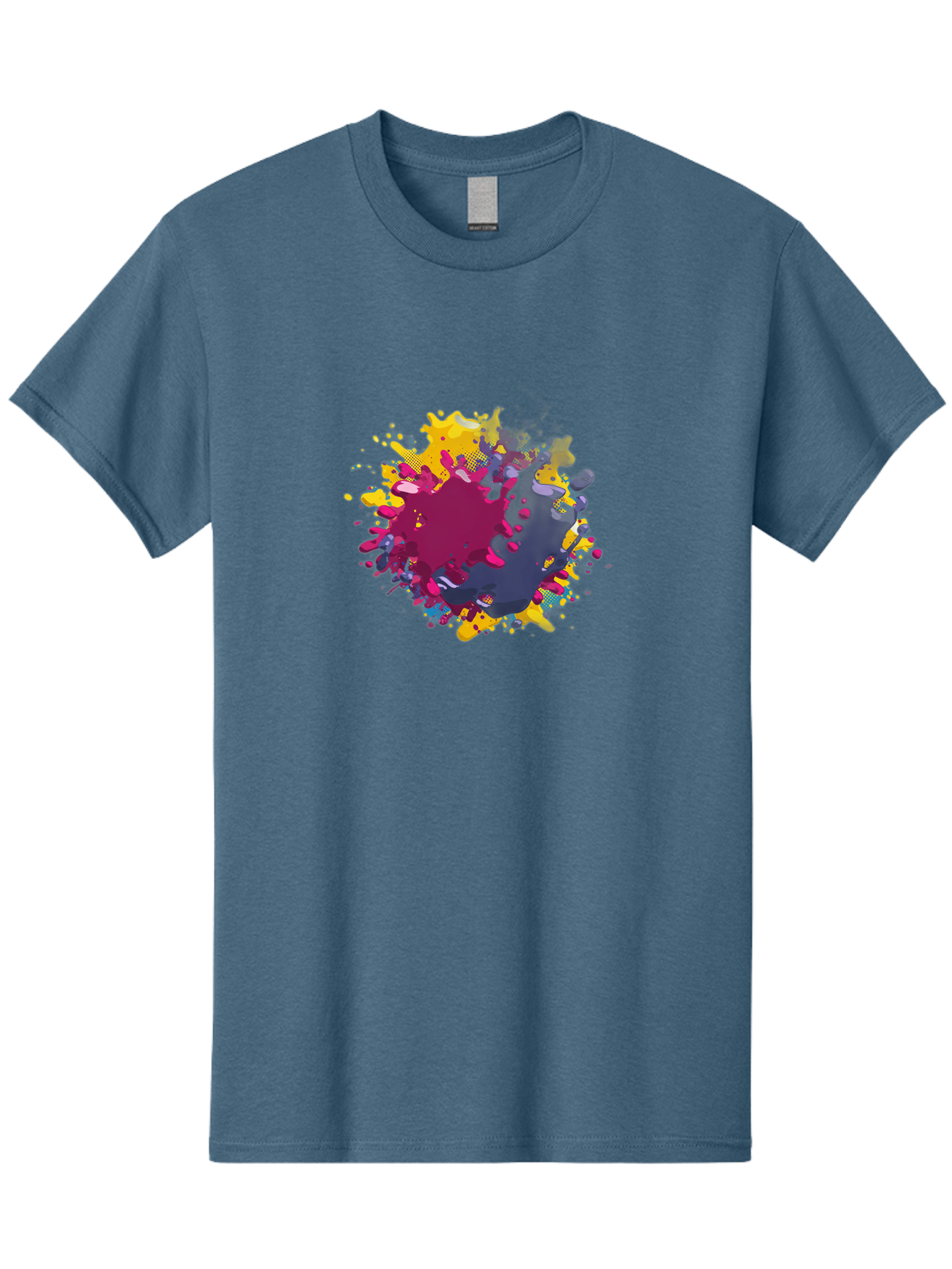 Color-Splash Men'S Graphic Tee, 100% Cotton, Comfortable Casual Summer Wear, Machine Washable, Colorful Paint Splatter, Vibrant Colors, Abstract Art, Dynamic Shapes, Creative Design, Artistic Expression, Splattered Paint, Mixed Media Art Baa384