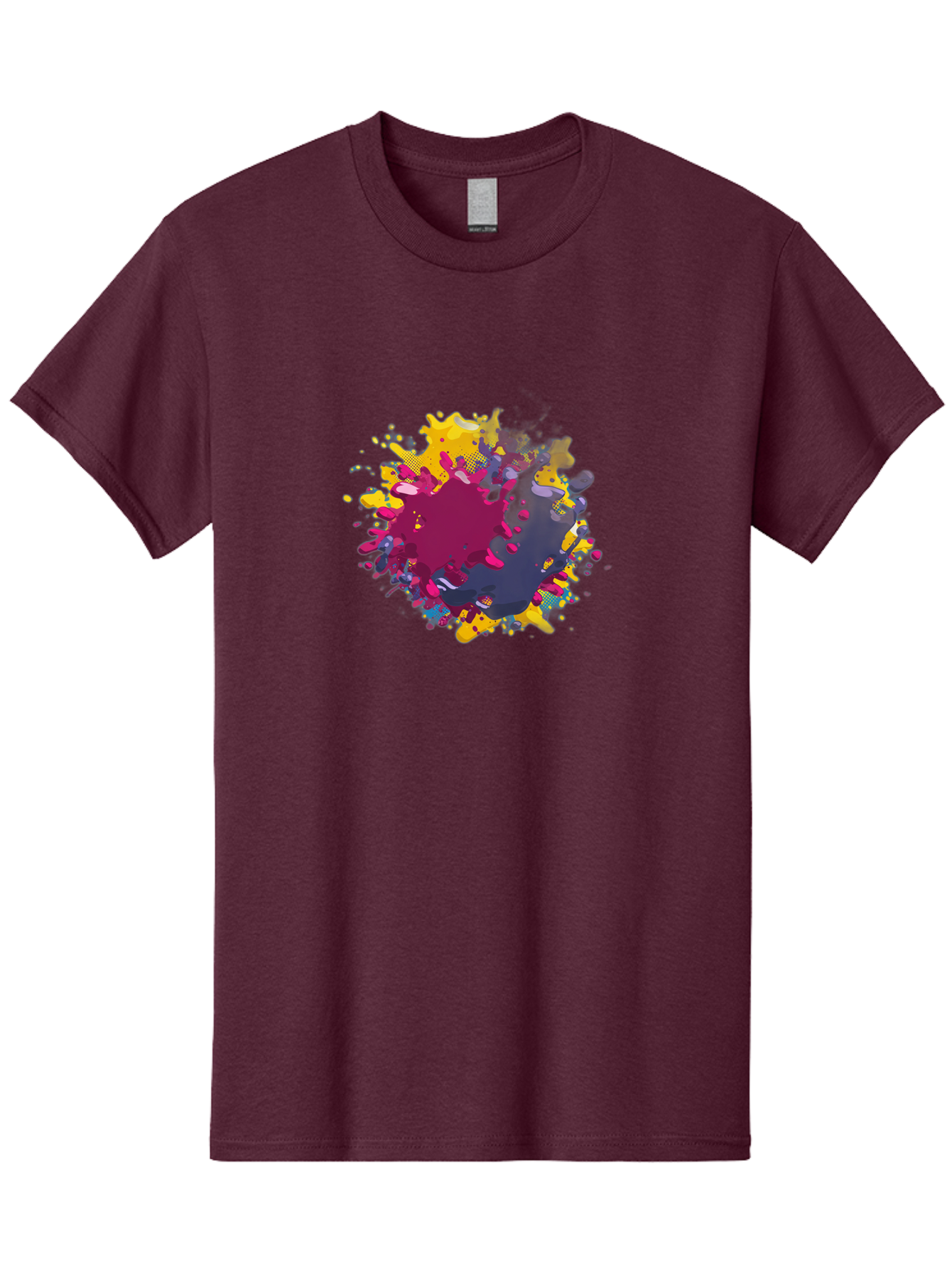 Color-Splash Men'S Graphic Tee, 100% Cotton, Comfortable Casual Summer Wear, Machine Washable, Colorful Paint Splatter, Vibrant Colors, Abstract Art, Dynamic Shapes, Creative Design, Artistic Expression, Splattered Paint, Mixed Media Art Baa384