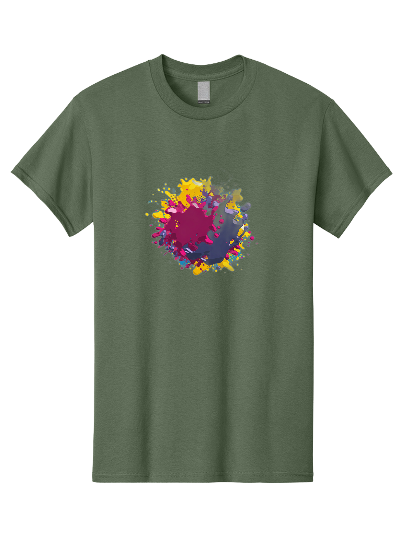 Color-Splash Men'S Graphic Tee, 100% Cotton, Comfortable Casual Summer Wear, Machine Washable, Colorful Paint Splatter, Vibrant Colors, Abstract Art, Dynamic Shapes, Creative Design, Artistic Expression, Splattered Paint, Mixed Media Art Baa384