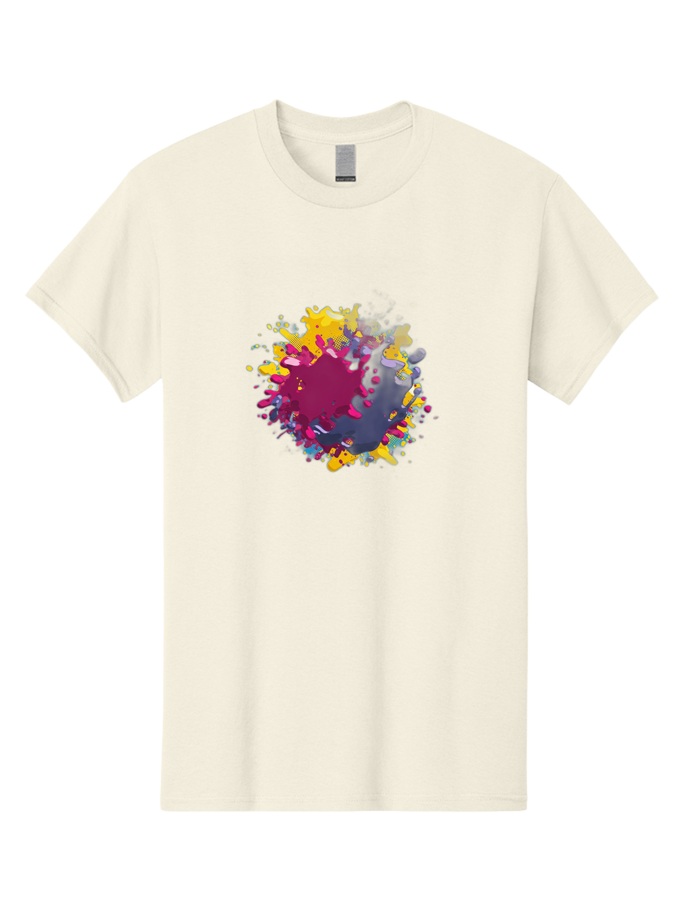 Color-Splash Men'S Graphic Tee, 100% Cotton, Comfortable Casual Summer Wear, Machine Washable, Colorful Paint Splatter, Vibrant Colors, Abstract Art, Dynamic Shapes, Creative Design, Artistic Expression, Splattered Paint, Mixed Media Art Baa384