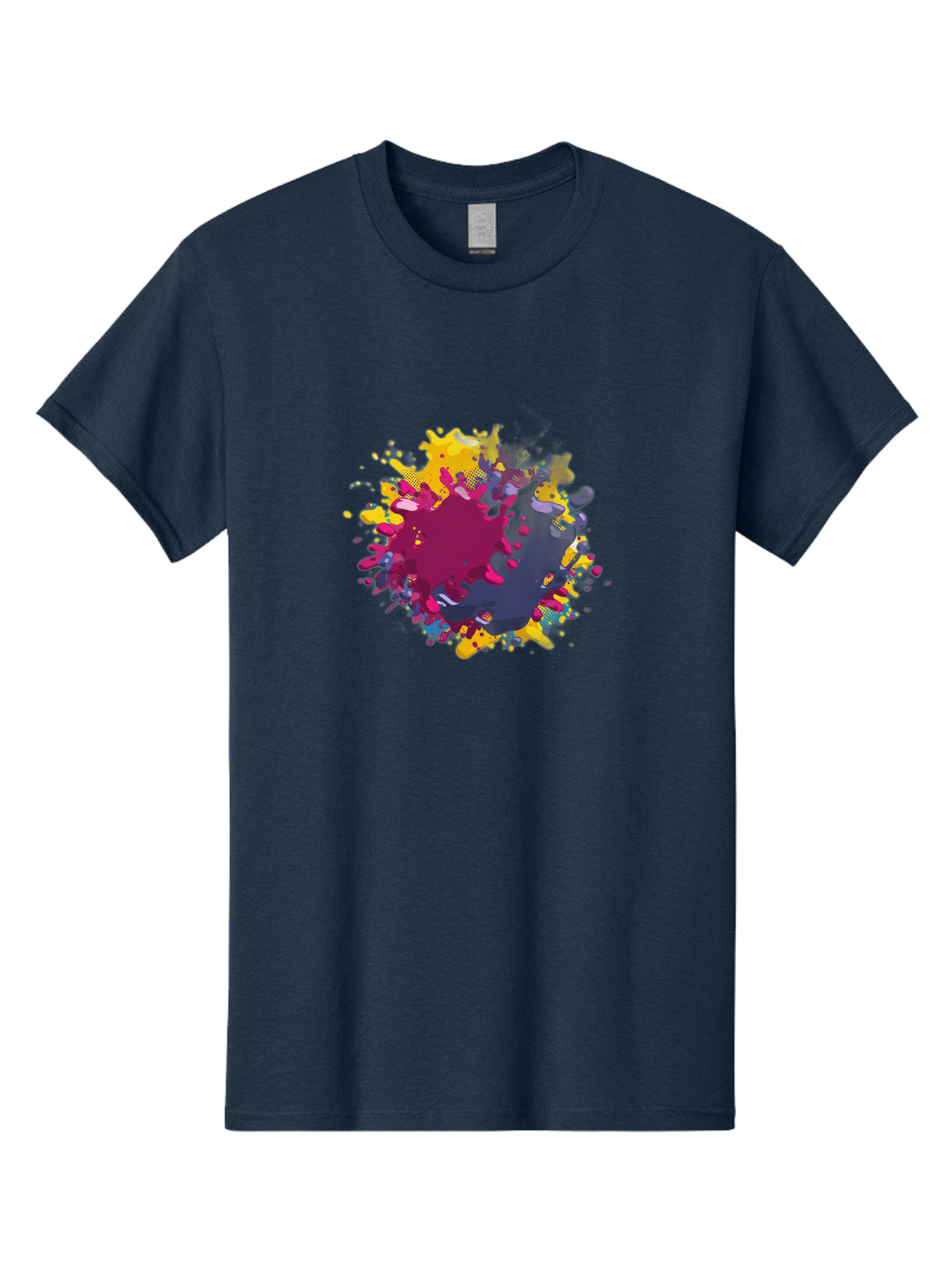 Color-Splash Men'S Graphic Tee, 100% Cotton, Comfortable Casual Summer Wear, Machine Washable, Colorful Paint Splatter, Vibrant Colors, Abstract Art, Dynamic Shapes, Creative Design, Artistic Expression, Splattered Paint, Mixed Media Art Baa384