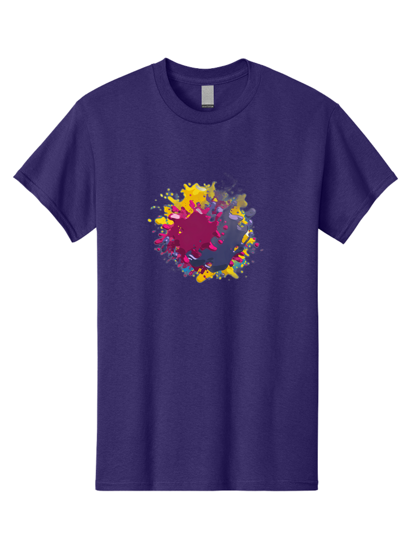Color-Splash Men'S Graphic Tee, 100% Cotton, Comfortable Casual Summer Wear, Machine Washable, Colorful Paint Splatter, Vibrant Colors, Abstract Art, Dynamic Shapes, Creative Design, Artistic Expression, Splattered Paint, Mixed Media Art Baa384