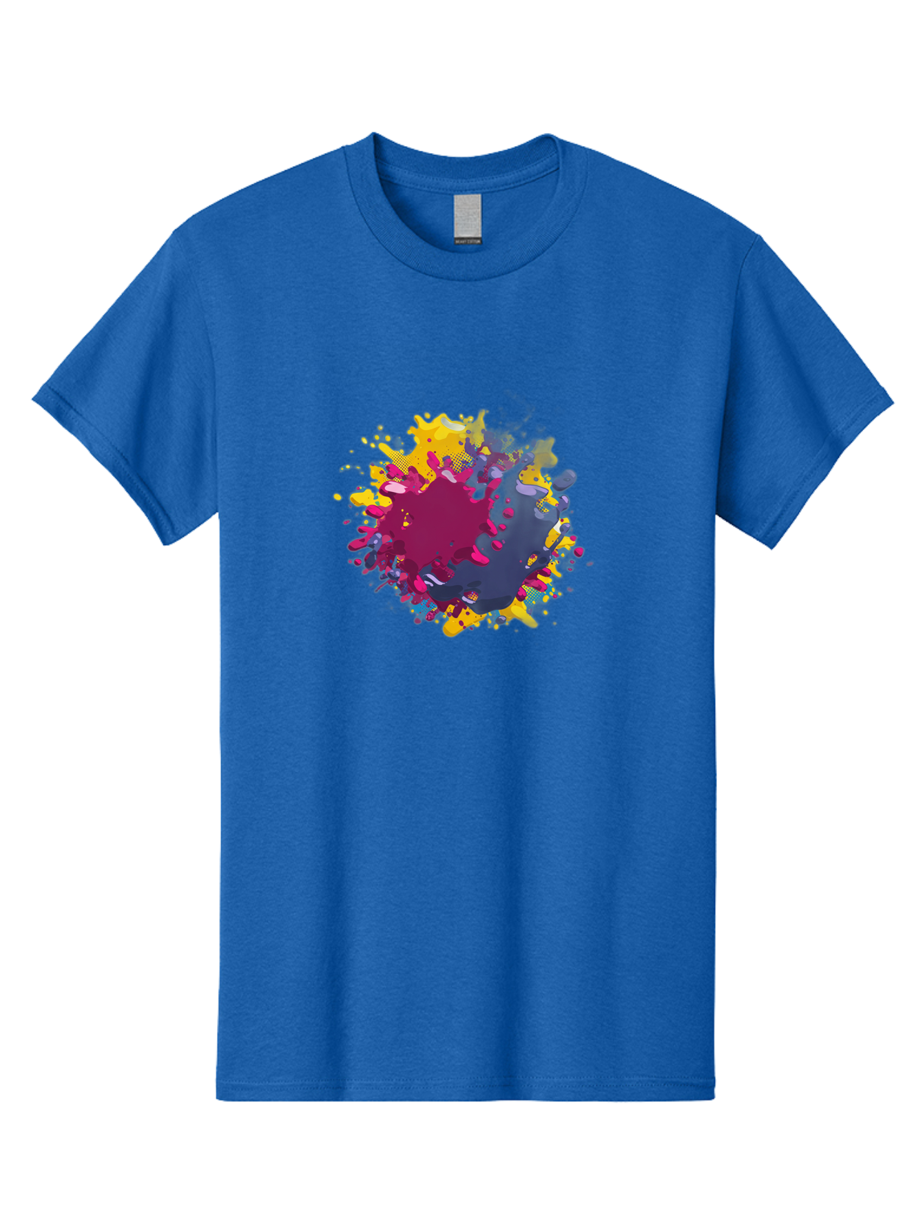 Color-Splash Men'S Graphic Tee, 100% Cotton, Comfortable Casual Summer Wear, Machine Washable, Colorful Paint Splatter, Vibrant Colors, Abstract Art, Dynamic Shapes, Creative Design, Artistic Expression, Splattered Paint, Mixed Media Art Baa384