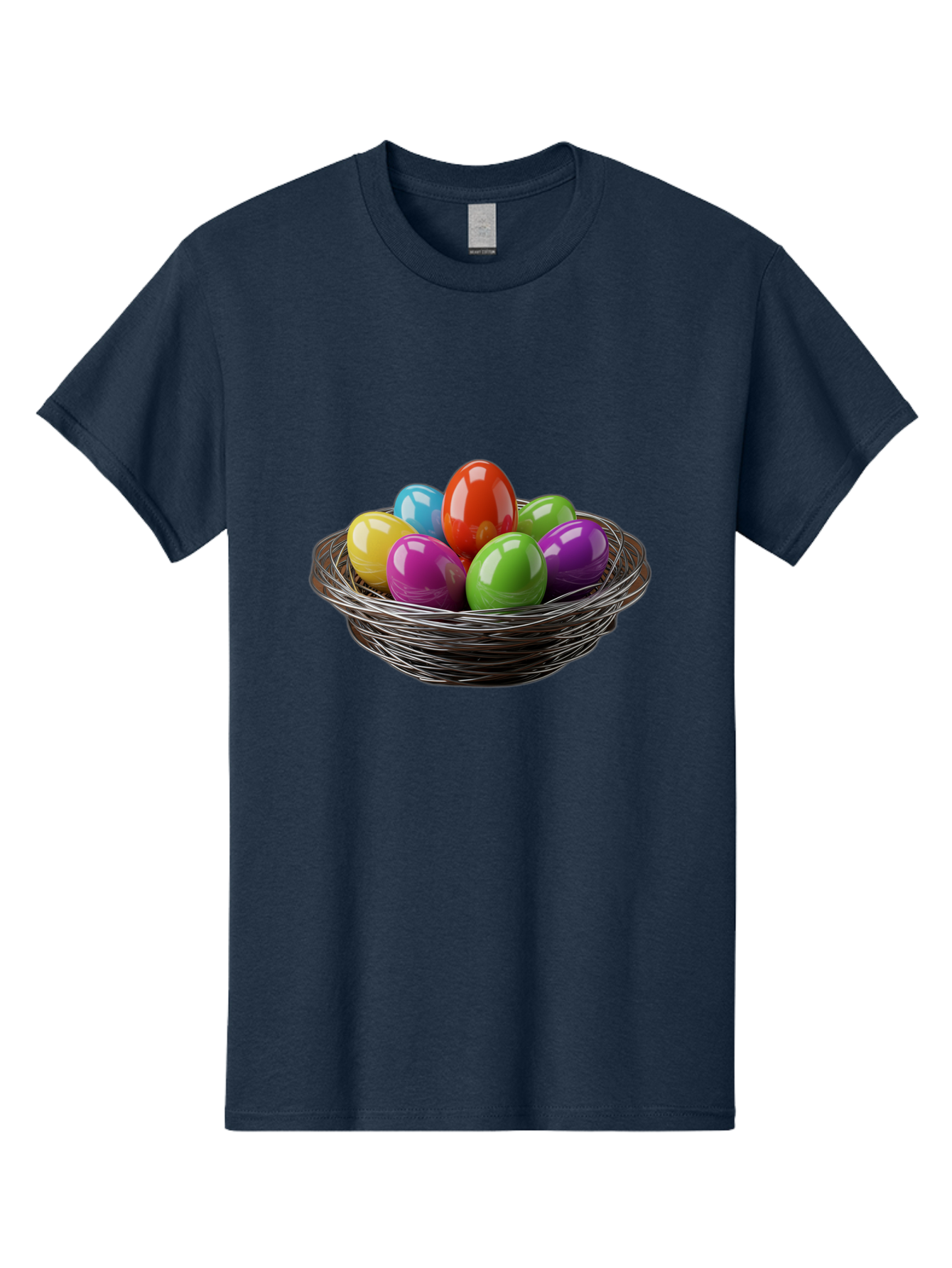 Colorful-Easter-Eggs Men'S Graphic Tee, 100% Cotton, Comfortable Casual Summer Wear, Machine Washable, Colorful Easter Eggs, Easter Egg Hunt, Vibrant Colors, Wire Basket, Holiday Decorations, Festive Treats, Spring Celebration, Shiny Eggs Baa388