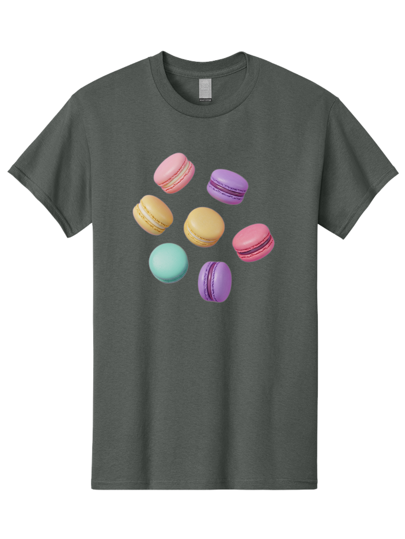Colorful-Macarons-1 Men'S Graphic Tee, 100% Cotton, Comfortable Casual Summer Wear, Machine Washable, Colorful Macarons, Pastel Macarons, Assorted Macarons, Macaron Dessert, French Macarons, Sweet Treats, French Pastries, Macaron Flavors, Baa389