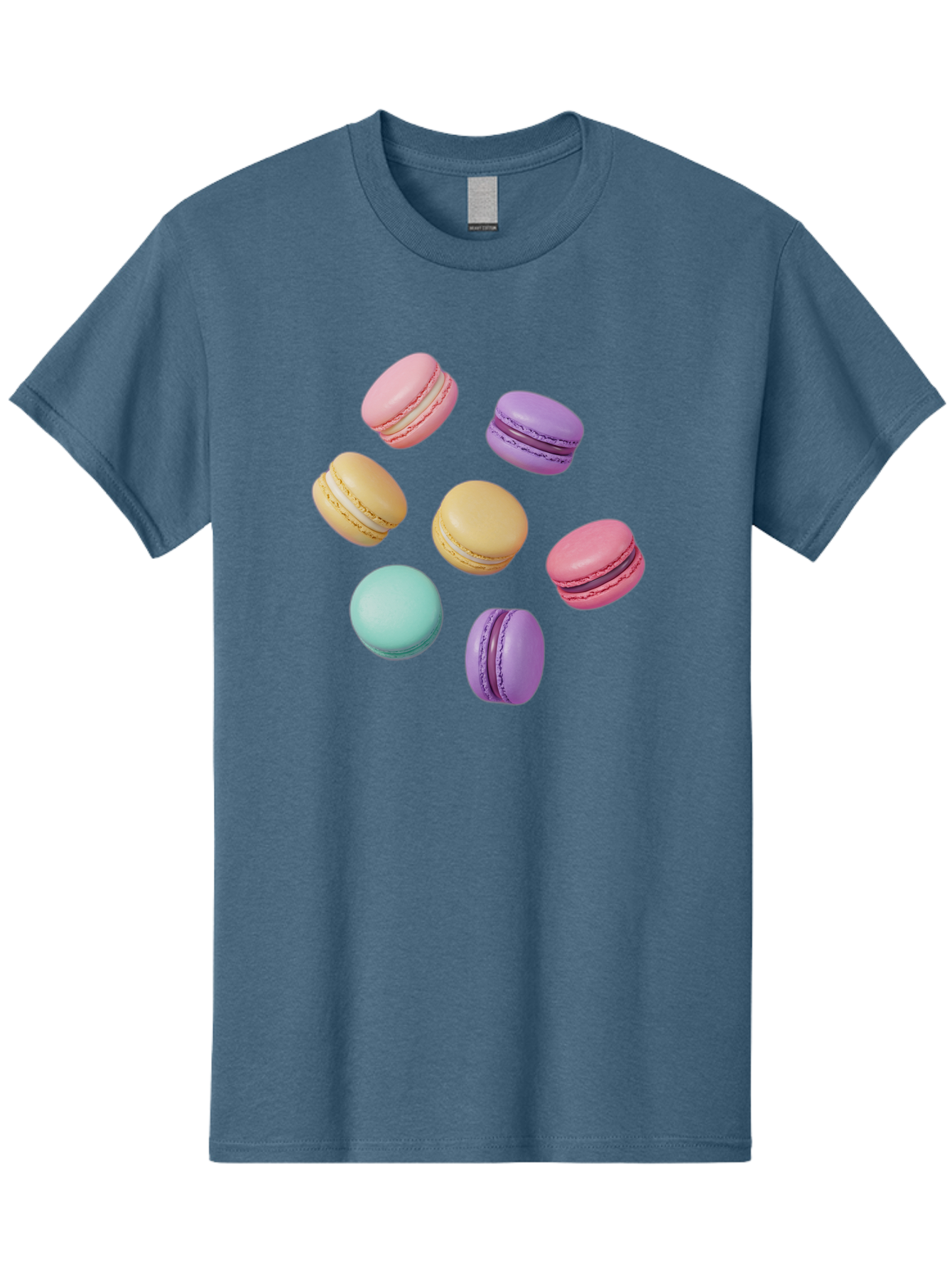 Colorful-Macarons-1 Men'S Graphic Tee, 100% Cotton, Comfortable Casual Summer Wear, Machine Washable, Colorful Macarons, Pastel Macarons, Assorted Macarons, Macaron Dessert, French Macarons, Sweet Treats, French Pastries, Macaron Flavors, Baa389