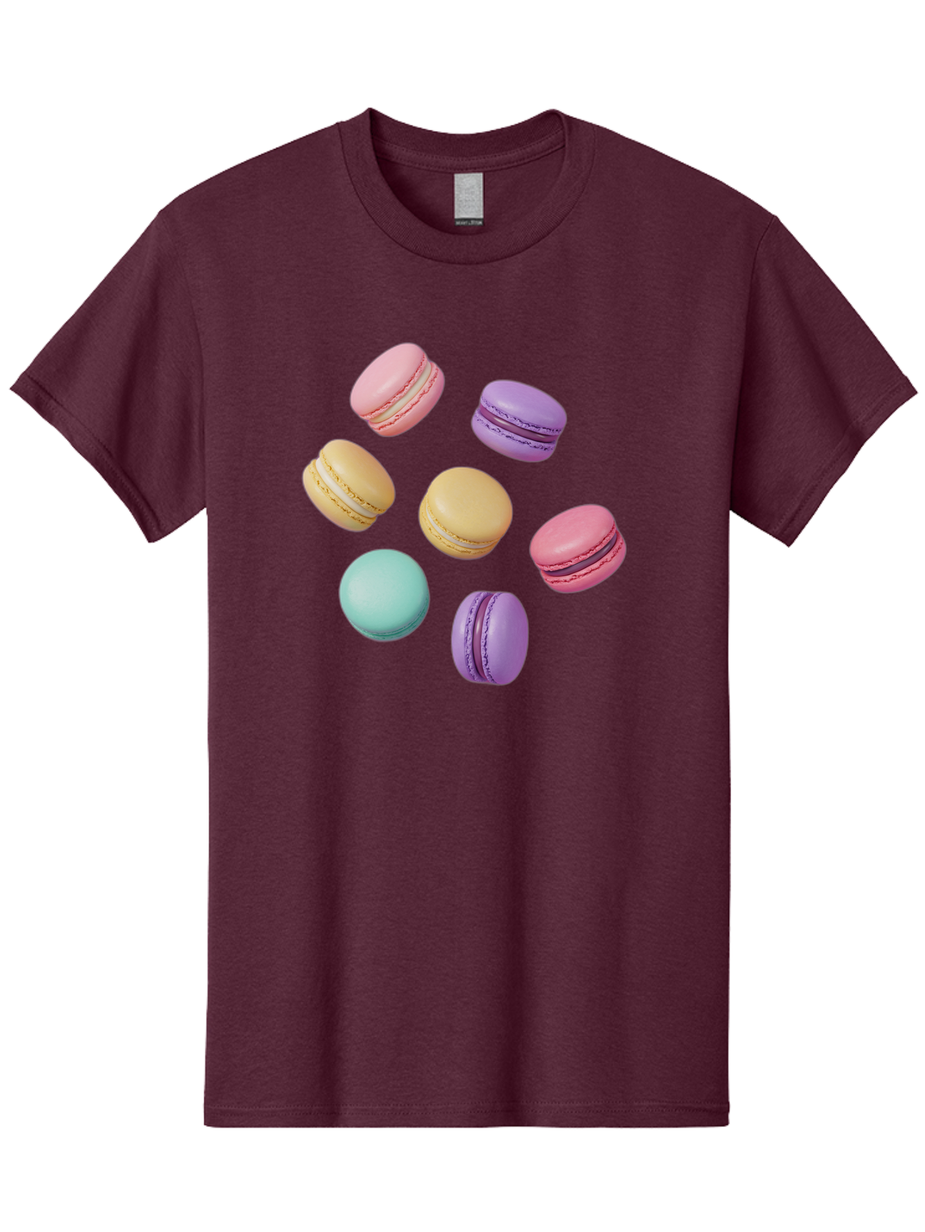 Colorful-Macarons-1 Men'S Graphic Tee, 100% Cotton, Comfortable Casual Summer Wear, Machine Washable, Colorful Macarons, Pastel Macarons, Assorted Macarons, Macaron Dessert, French Macarons, Sweet Treats, French Pastries, Macaron Flavors, Baa389