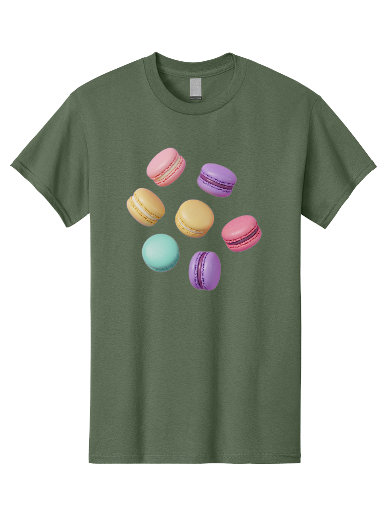Colorful-Macarons-1 Men'S Graphic Tee, 100% Cotton, Comfortable Casual Summer Wear, Machine Washable, Colorful Macarons, Pastel Macarons, Assorted Macarons, Macaron Dessert, French Macarons, Sweet Treats, French Pastries, Macaron Flavors, Baa389