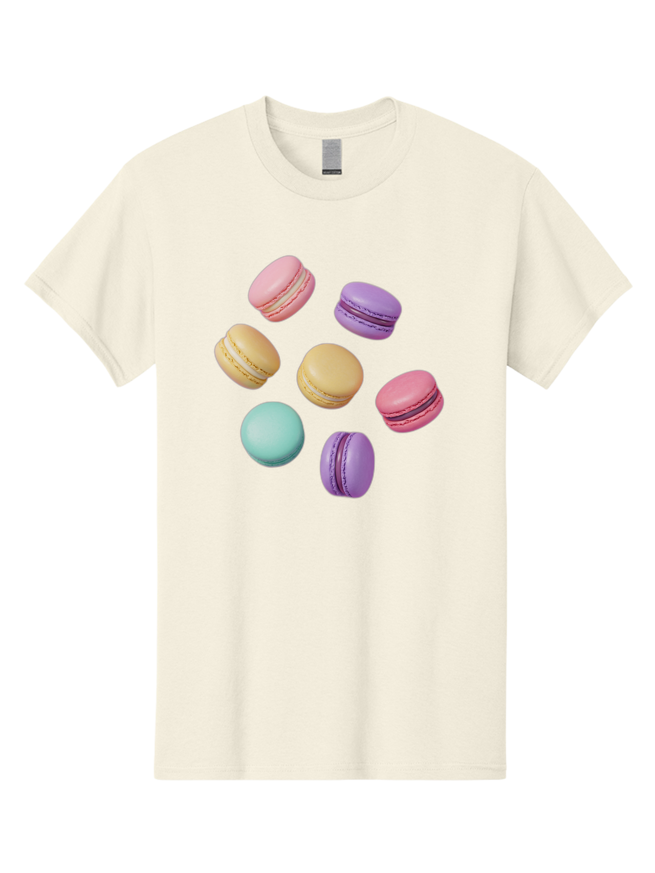 Colorful-Macarons-1 Men'S Graphic Tee, 100% Cotton, Comfortable Casual Summer Wear, Machine Washable, Colorful Macarons, Pastel Macarons, Assorted Macarons, Macaron Dessert, French Macarons, Sweet Treats, French Pastries, Macaron Flavors, Baa389