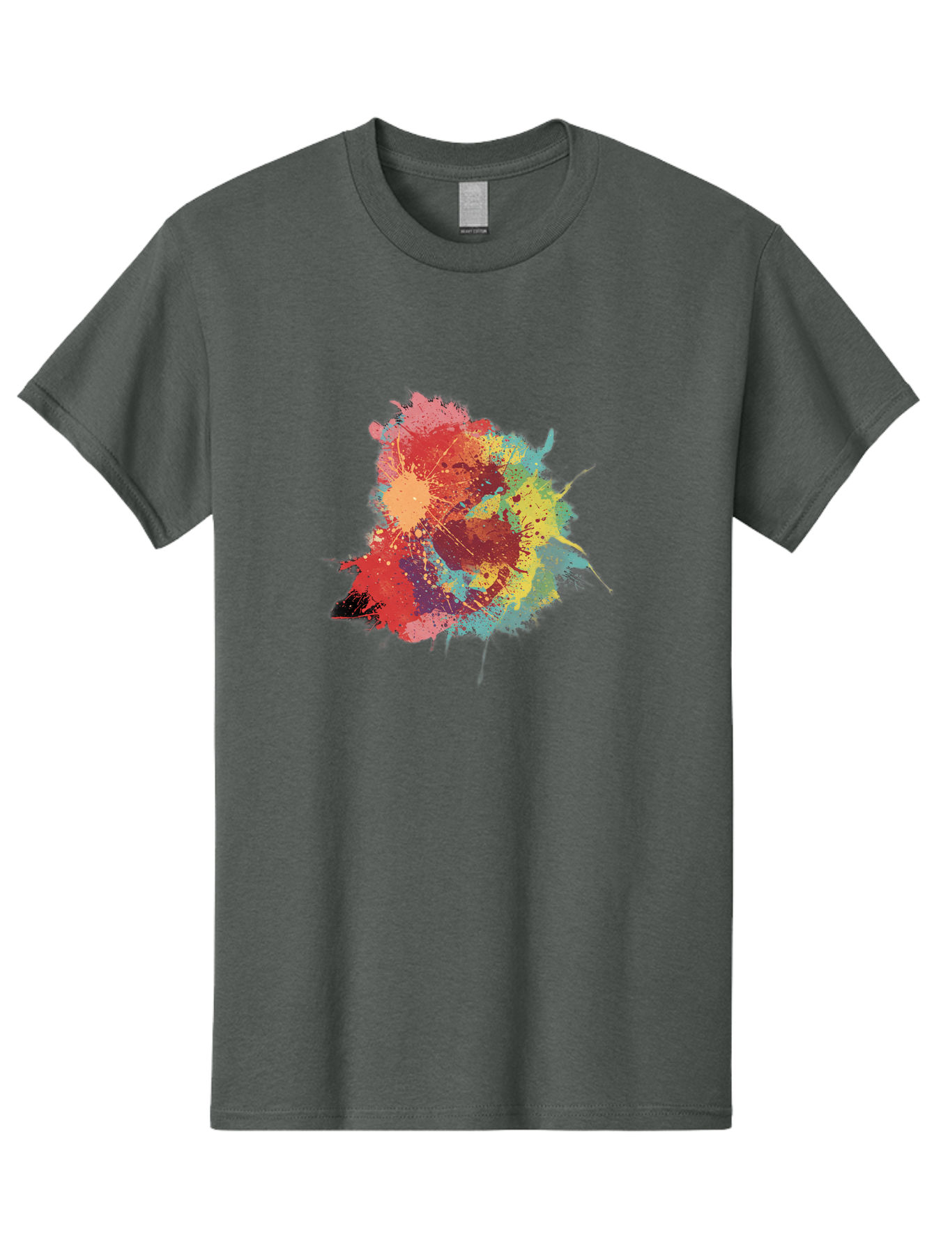Colorful-Paint-Splatter Men'S Graphic Tee, 100% Cotton, Comfortable Casual Summer Wear, Machine Washable, Colorful Paint Splash, Vibrant Colors, Abstract Art, Dynamic Splatters, Creative Expression, Multicolored Design, Artistic Splatter, Baa392