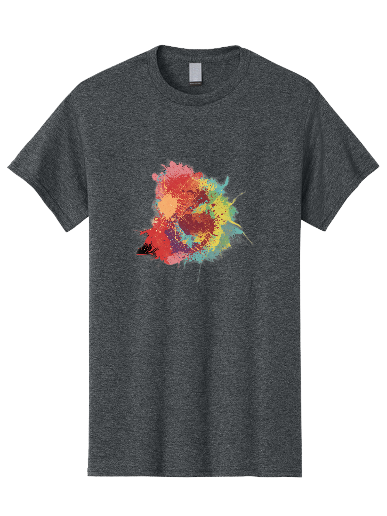 Colorful-Paint-Splatter Men'S Graphic Tee, 100% Cotton, Comfortable Casual Summer Wear, Machine Washable, Colorful Paint Splash, Vibrant Colors, Abstract Art, Dynamic Splatters, Creative Expression, Multicolored Design, Artistic Splatter, Baa392